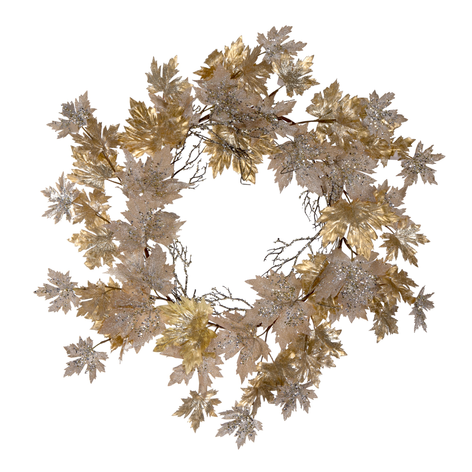 Vickerman RL193130 30-in Indoor Champagne Maple Artificial Christmas Wreath