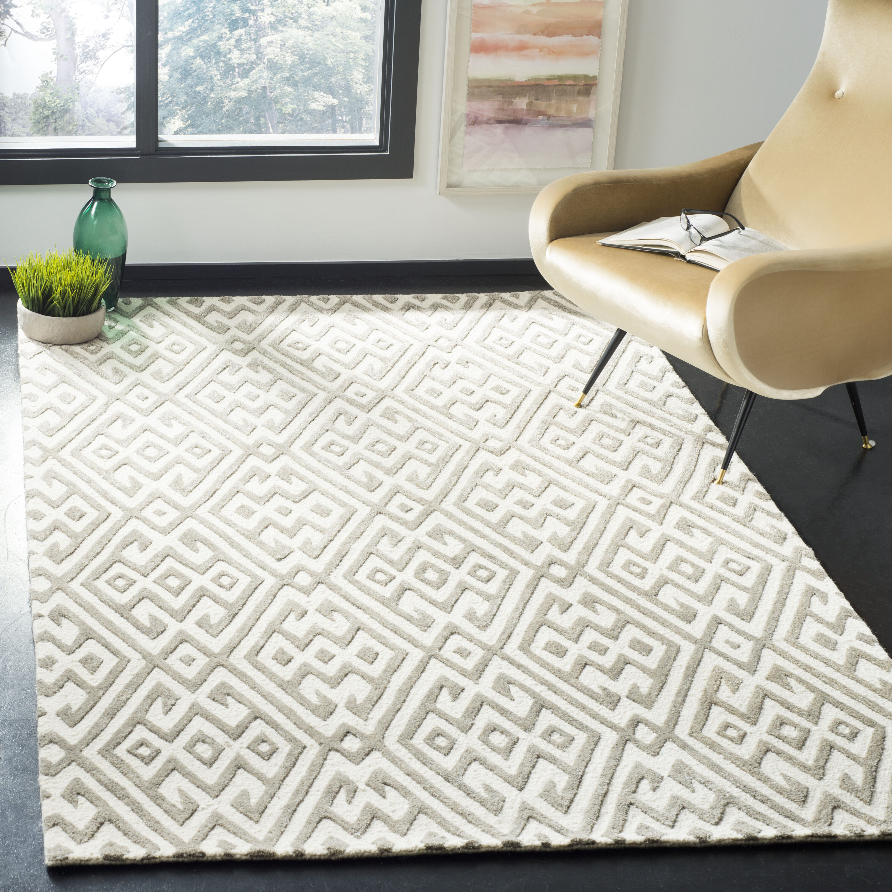  Cambridge 401 Ivory/Gray Contemporary 4ft x 6ft Small Rectangle Rug