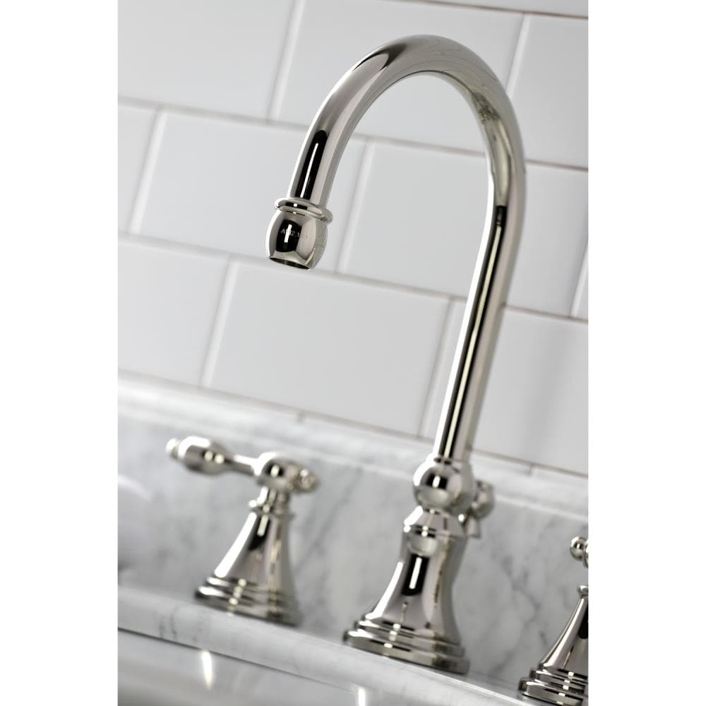 Kingston Brass Tudor Polished Nickel Widespread 2 Handle Bathroom Sink Faucet With Drain In The 4851