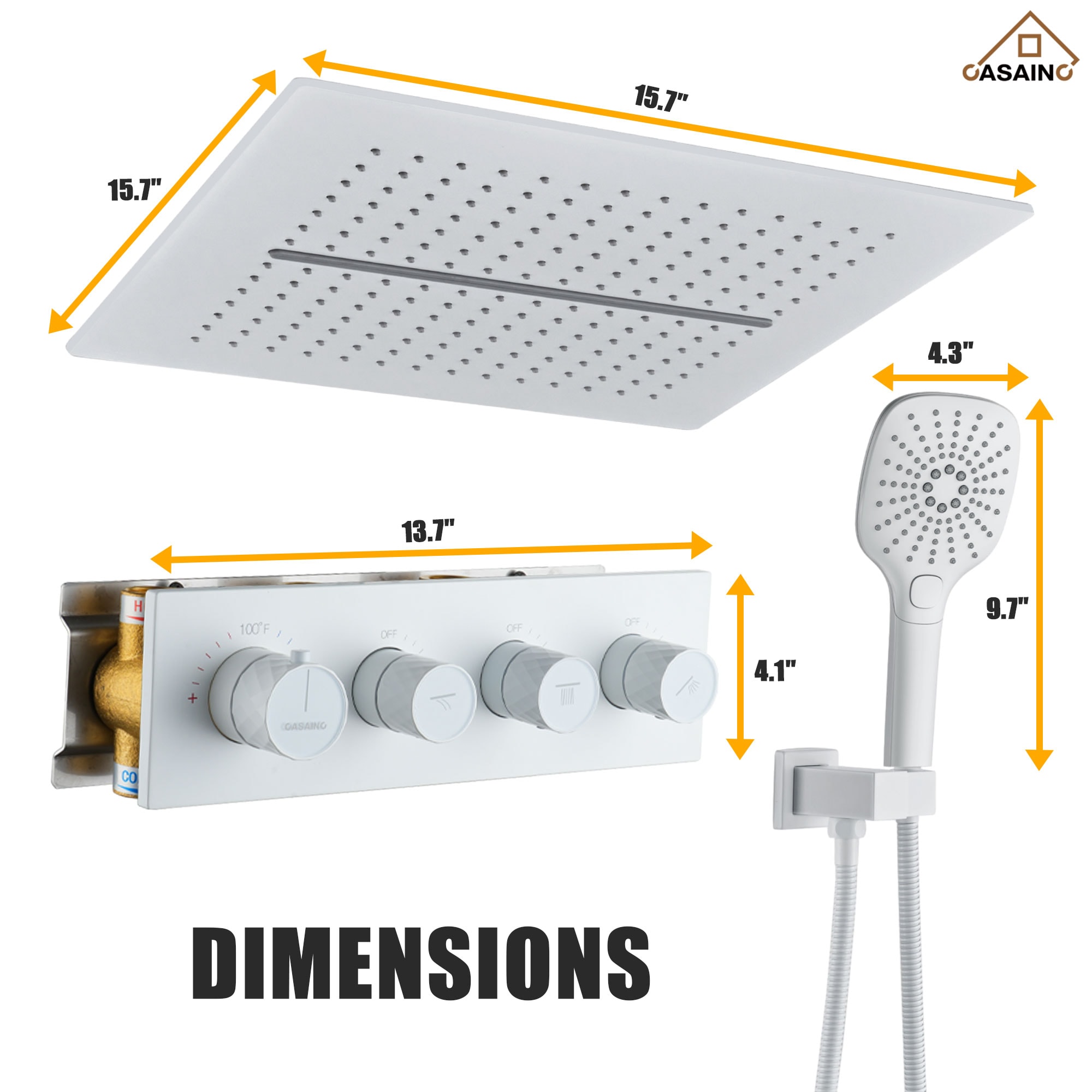 CASAINC KCHS0001-16MW Showerhead-Bar-Panels - View #8