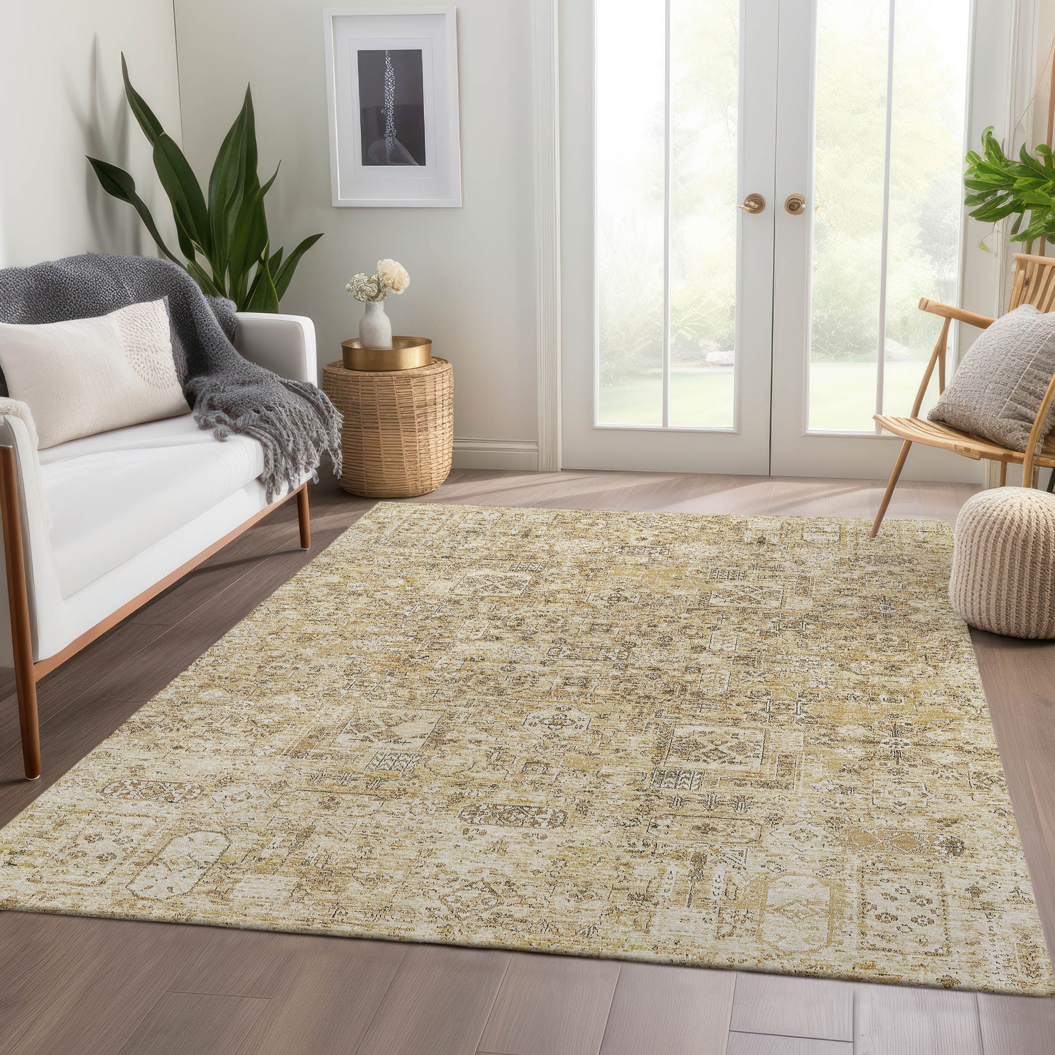 Addison Rugs Machine Washable Indoor Outdoor Chantille ACN611 Wheat 10 ...