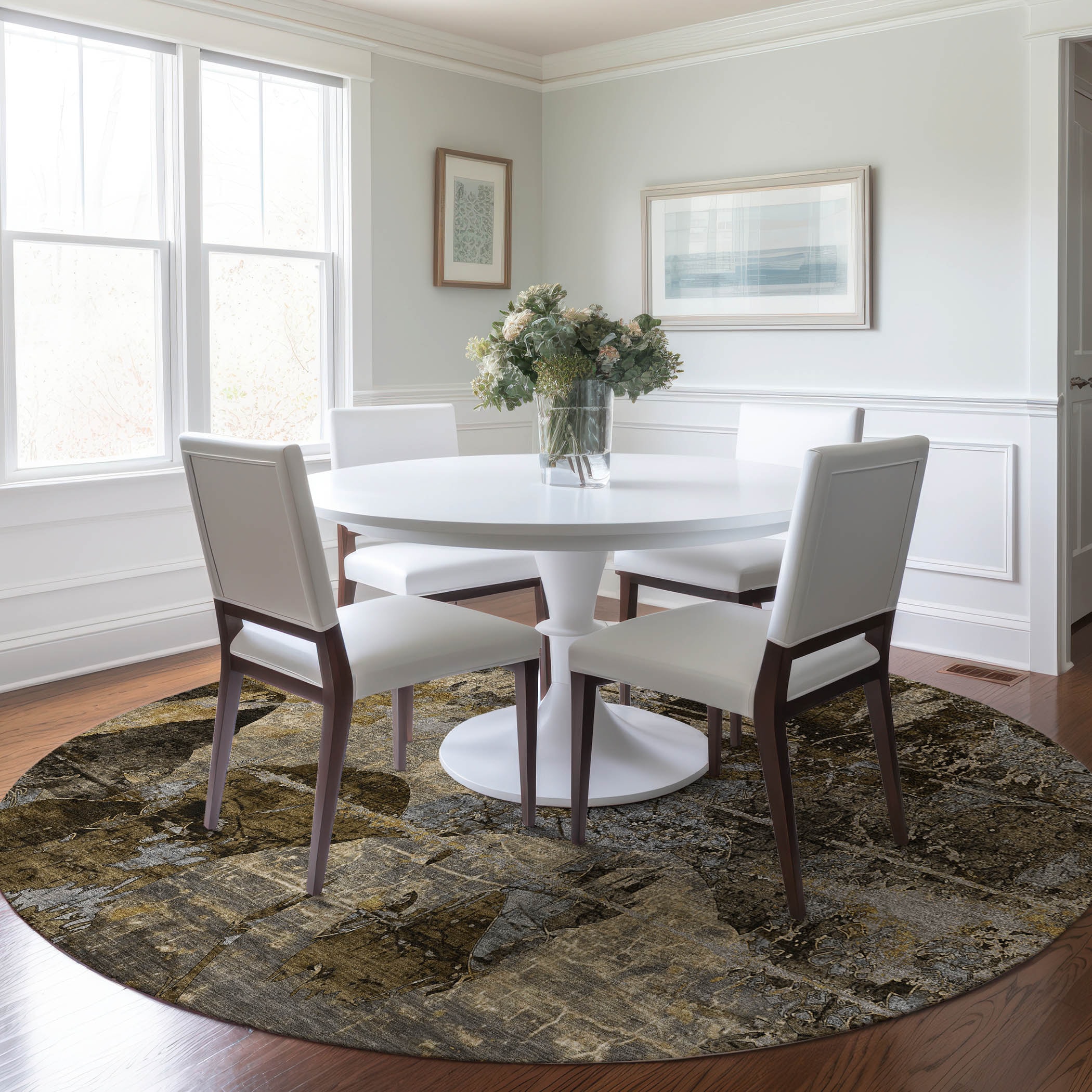 Addison Rugs ACN555MO8RO Chantille ACN555MO 8 x 8 (ft) Polyester Mocha Round Indoor/Outdoor Geometric Machine washable Area rug