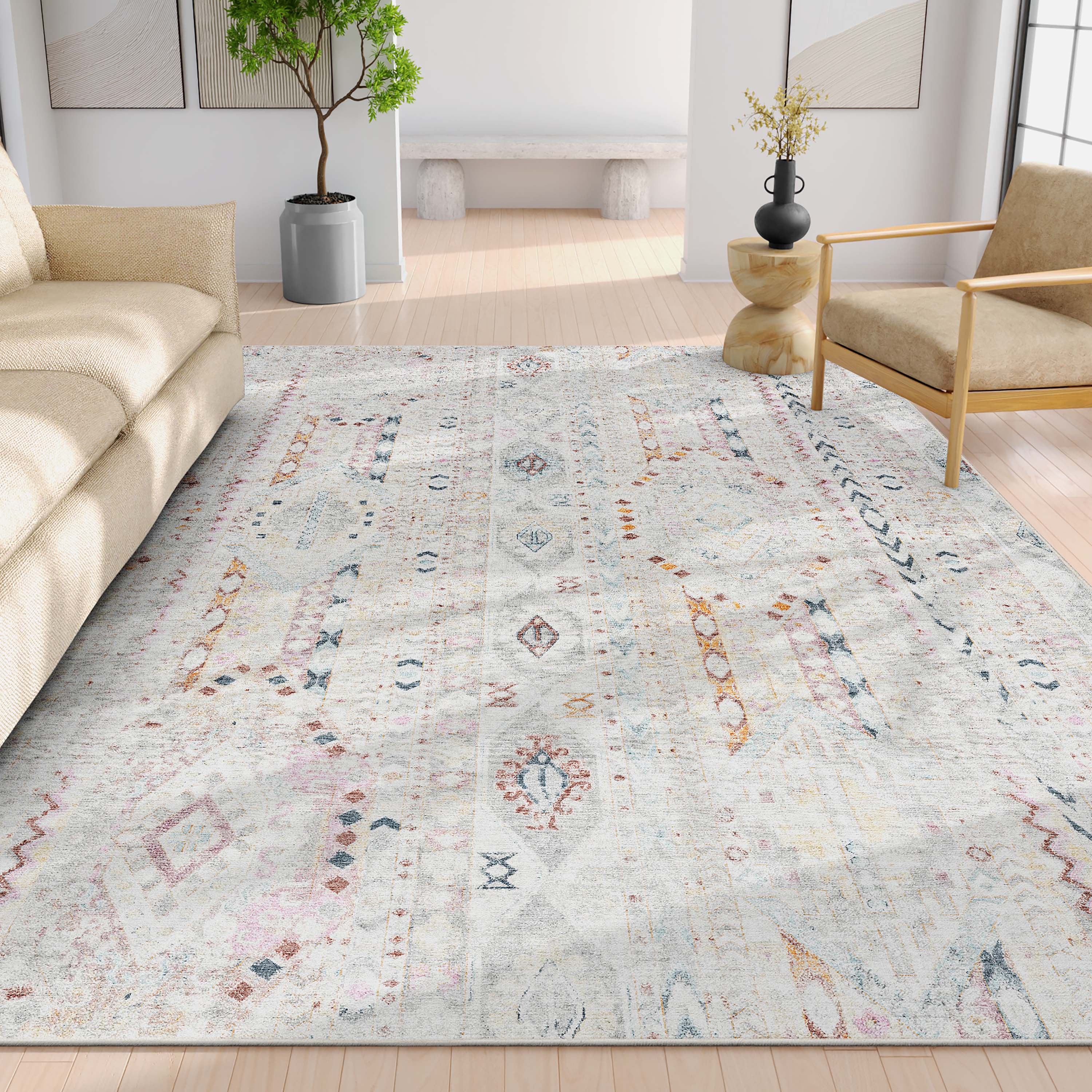 Well Woven W-VN-07G-8 Apollo 9 x 13 (ft) Loomed Polyester Multi Rectangular Indoor Tribal Vintage Area rug