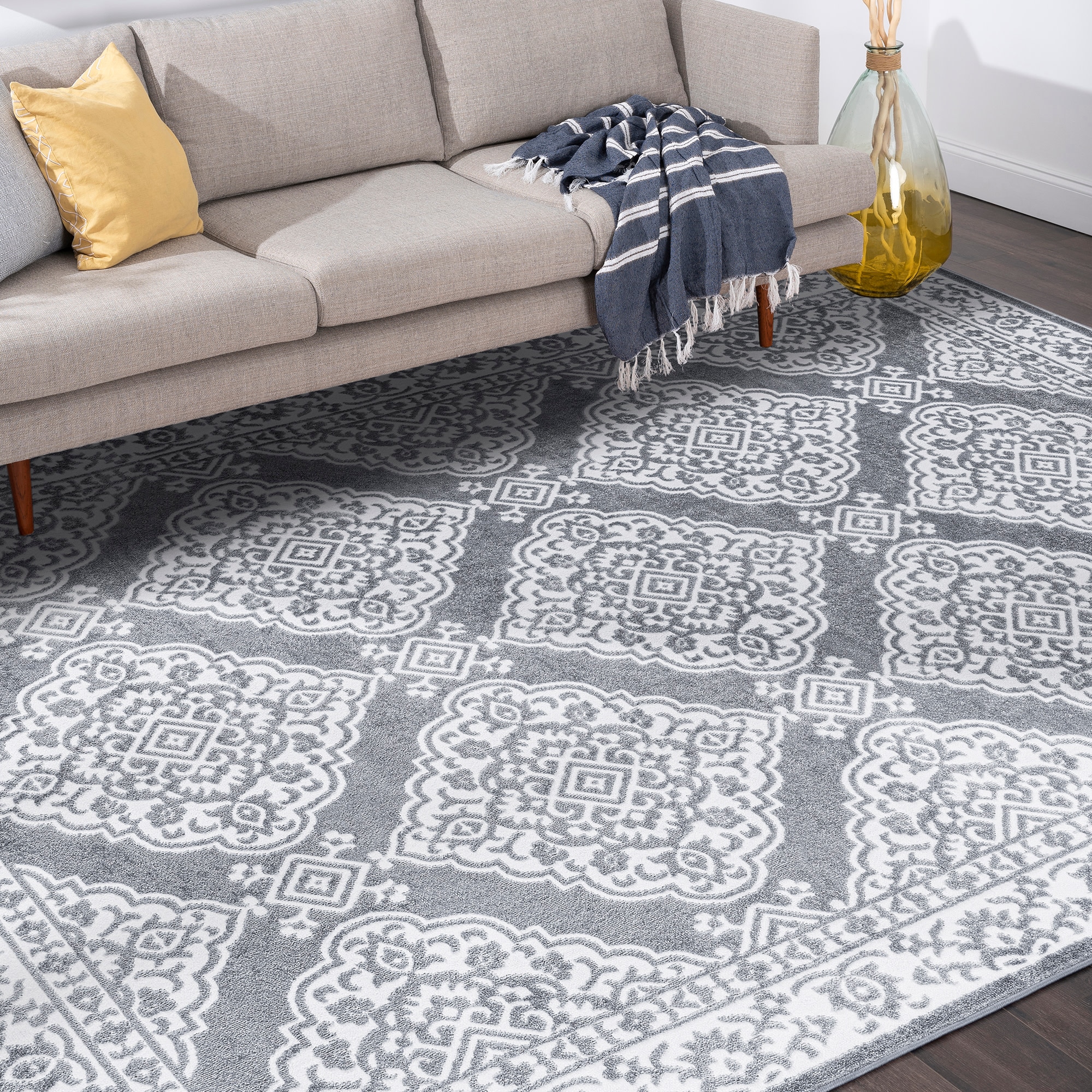 Tayse WYT1109 5X8 Wyatt 5 x 8 (ft) Loomed Polypropylene Gray Rectangular Indoor Area rug