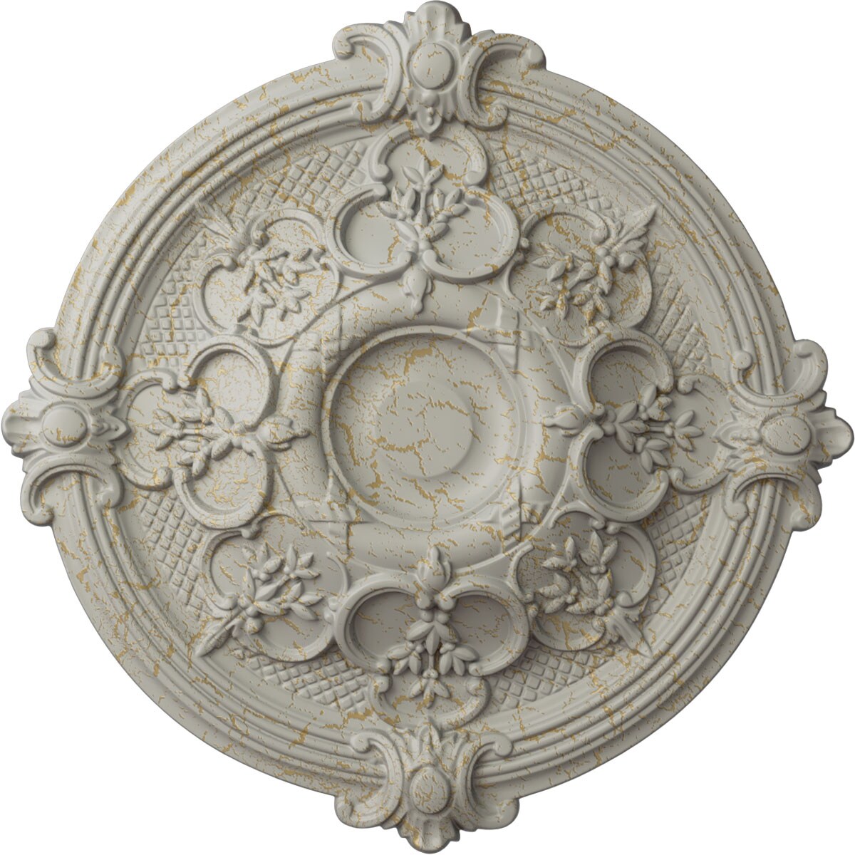 Ekena Millwork CM17HAPCC Hamilton 17.375-in W x 17.375-in L Painted Pot Of Cream Crackle Polyurethane Whole Ceiling Medallion