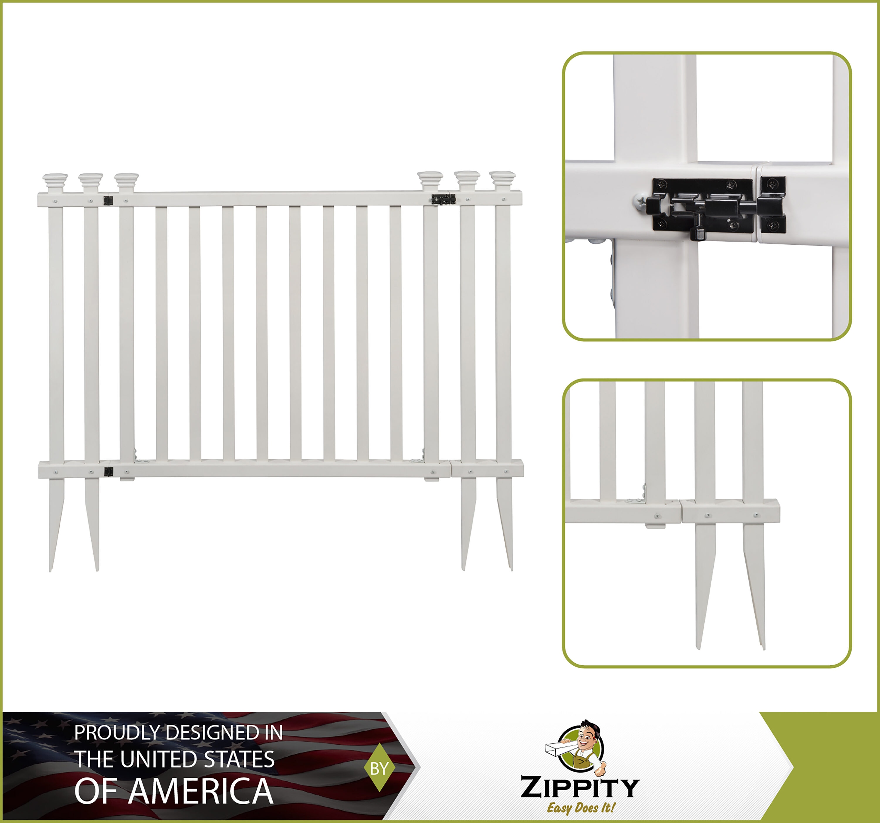 Baskenridge 3-ft White Vinyl Picket Fence Gate Kit