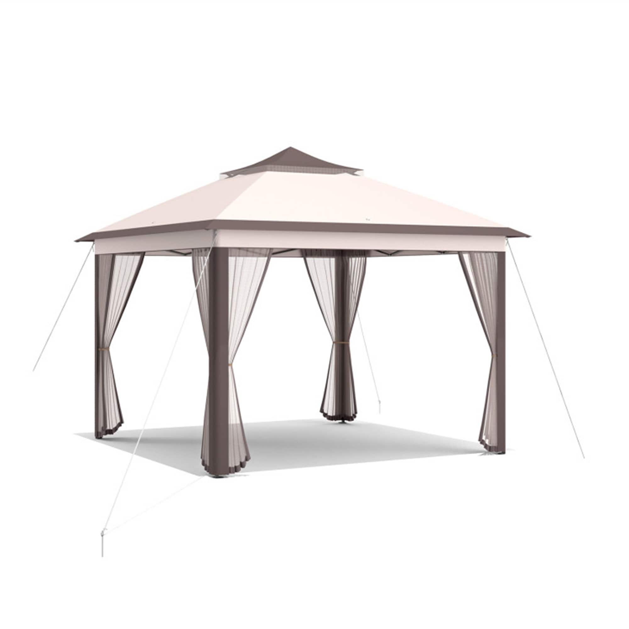 BABOOM BOM-10470BE-CO 11 x 11 Pop-Up Gazebo Beige with Soft Top Roof (Screen Included)