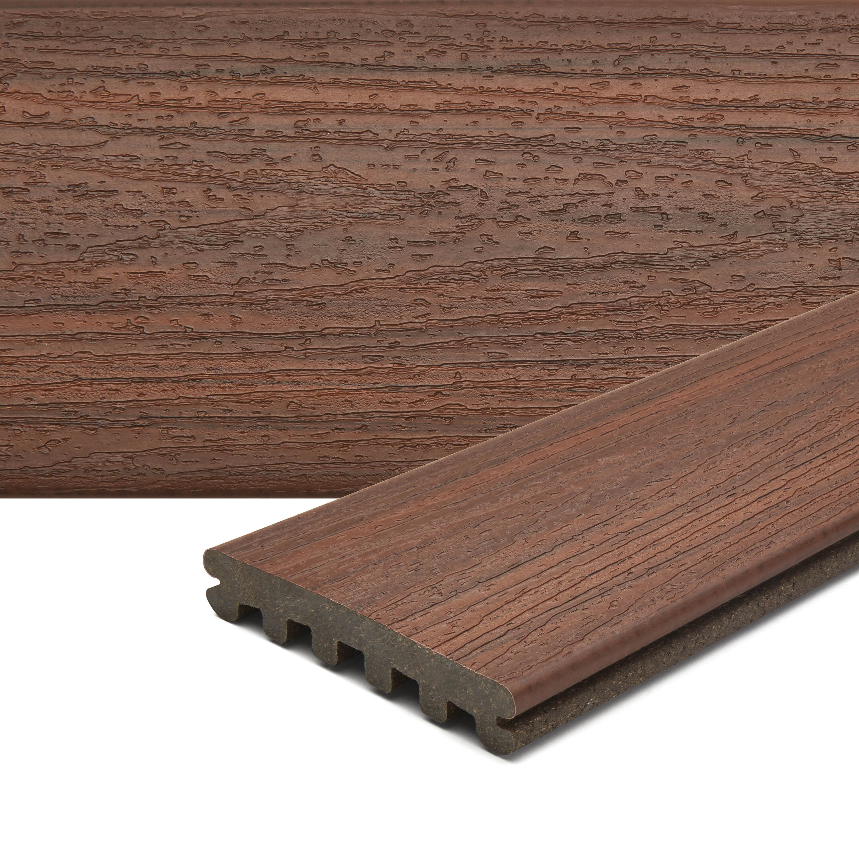 Trex Enhance Naturals 1-in x 6-in x 12-ft Cinnamon Cove Grooved/Scalloped Composite Deck Board 56 -Pack