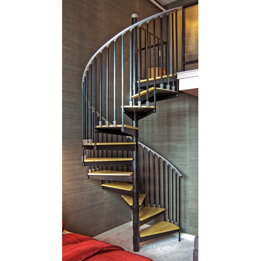 The Iron Shop OW3613 Ontario 42-in x 10.25-ft Platform Rails White Spiral Staircase Kit, Fits Height: (12 Treads)