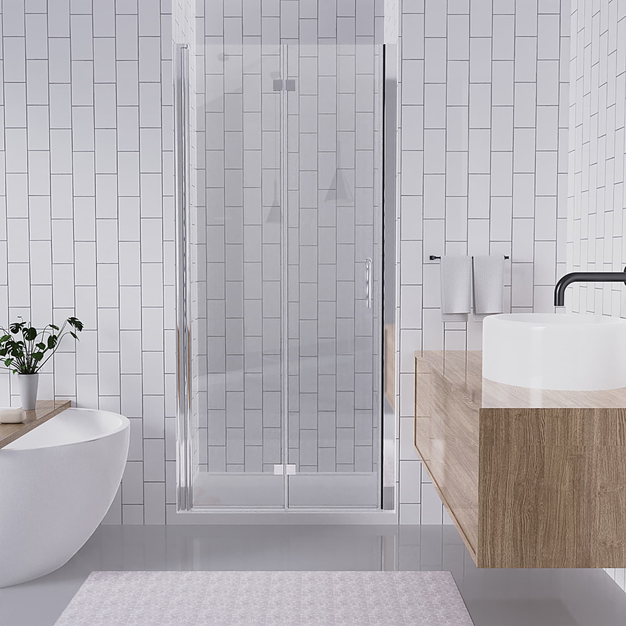 Lordear LD-ZDM6603BN Chrome 34-in to 35-1/2-in W x 72-in H Frameless Bifold Shower Door 1/4-in Thick Clear Glass