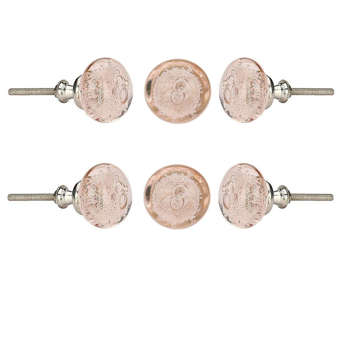 Perilla Home Light Pink Bubble Glass Knobs (Set of 6) #SE88850103