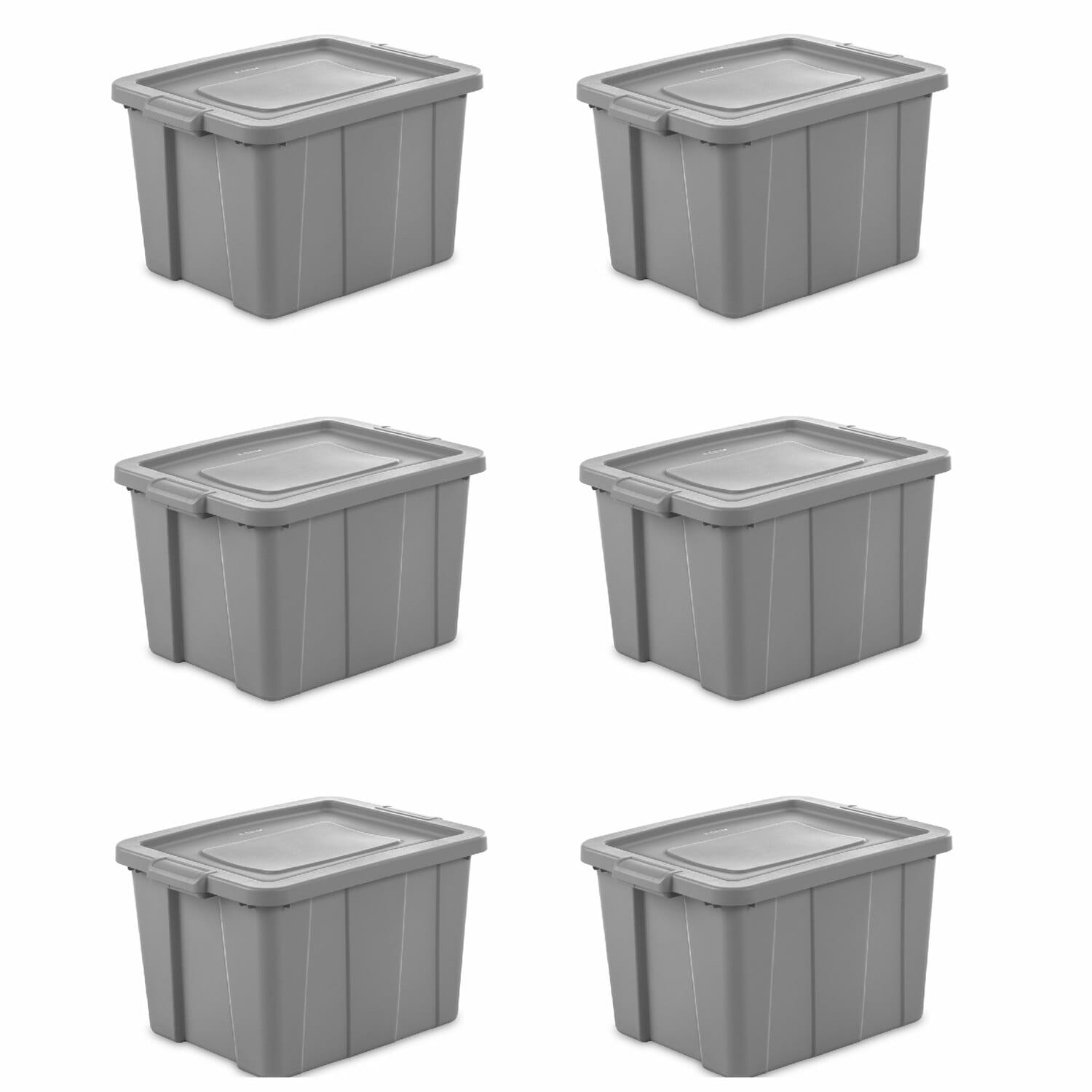 Sterilite 173236 6 -Pack ( 18.13-in W x 15.25-in H x 23.88-in D ) Gray - 18 Gallon Plastic Stackable Bin