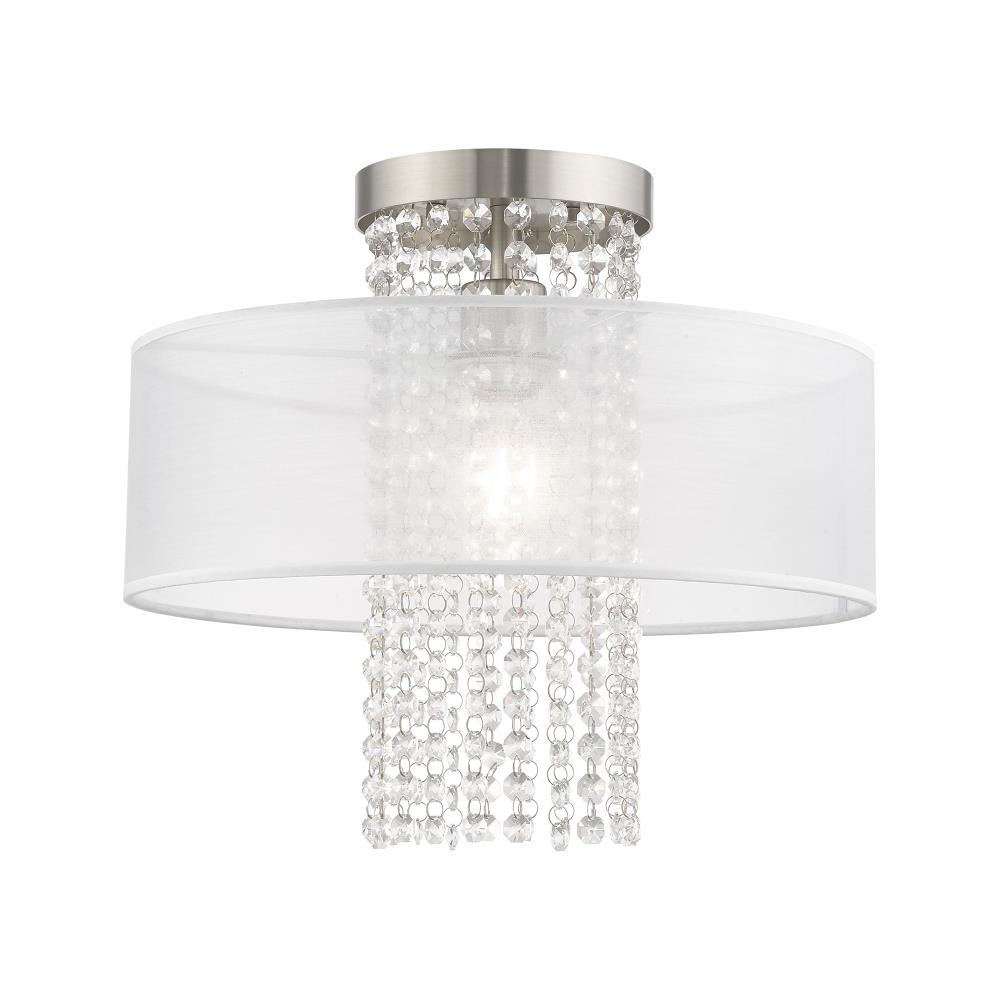 Livex Lighting 41126-91 Bella Vista 1 -Light 15-in Brushed Nickel Flush Mount Light