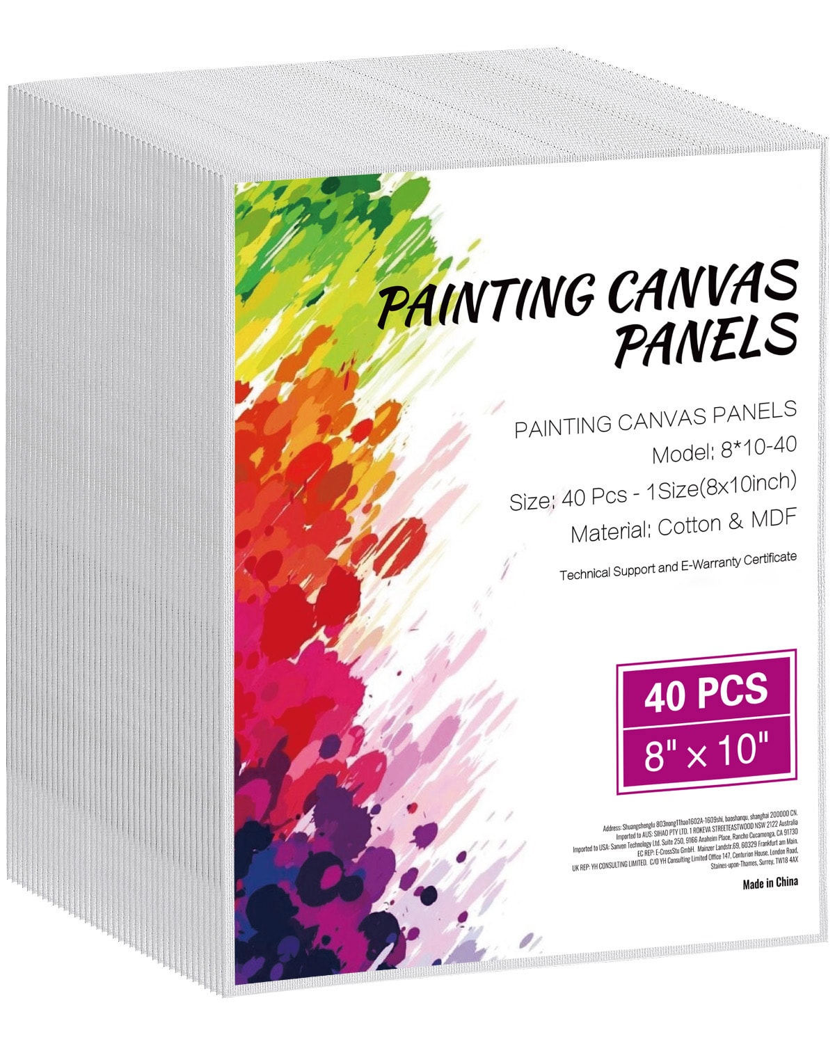 VEVOR SCHHFB810INC06574V0 Canvas Boards for Painting  8 x 10 Inch White Canvases for Painting  40 Pack Painting Canvas Panels for Sketching  Acrylic and Oil Painting  Watercolor  Paint Canvas for Kids and Professionals