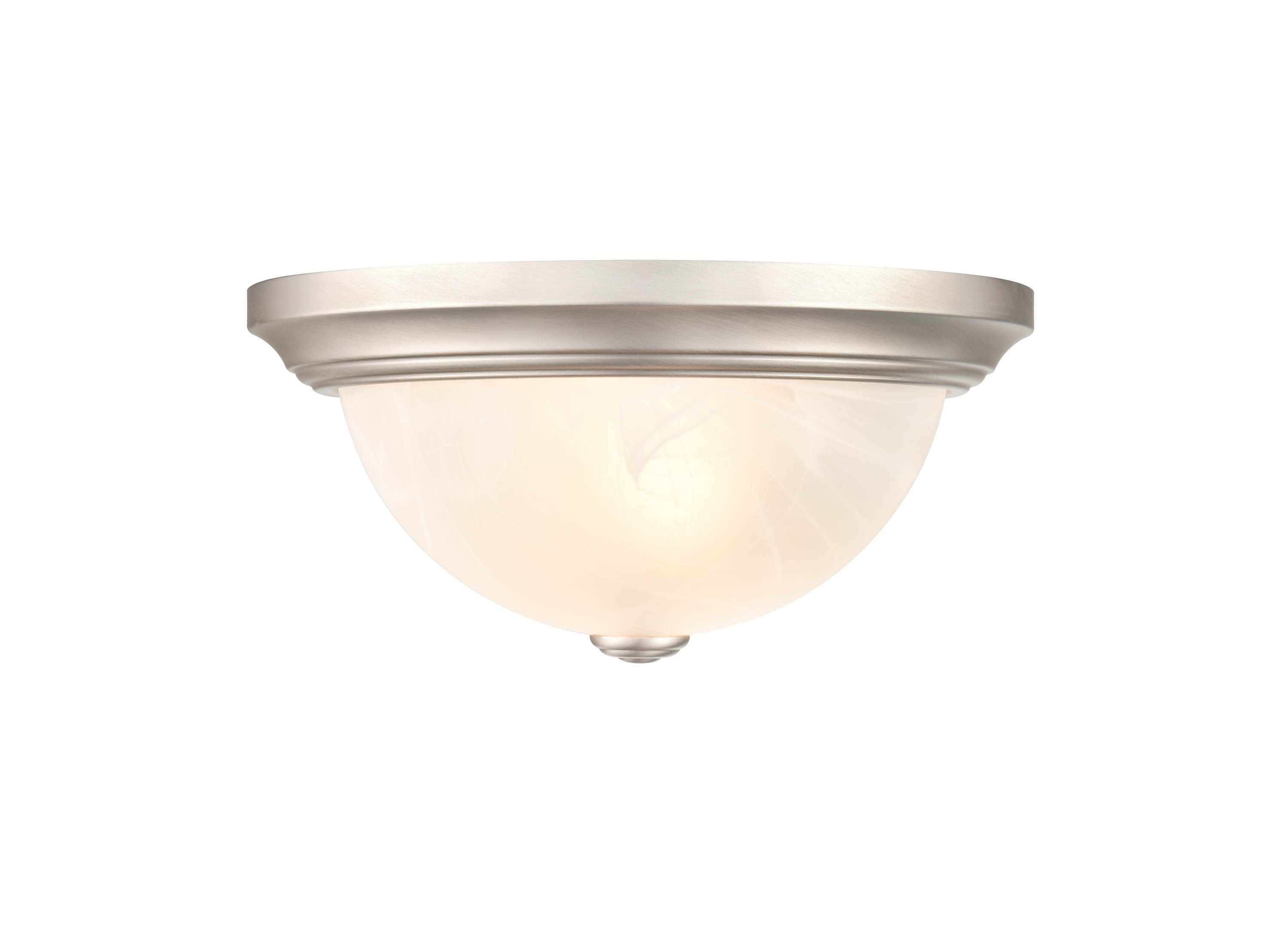 Sleek Satin Nickel 11" Glass Bowl Flush Mount Light