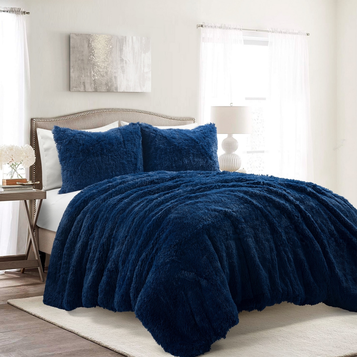 Lush Decor 21T011991 Navy Solid Full/Queen Comforter