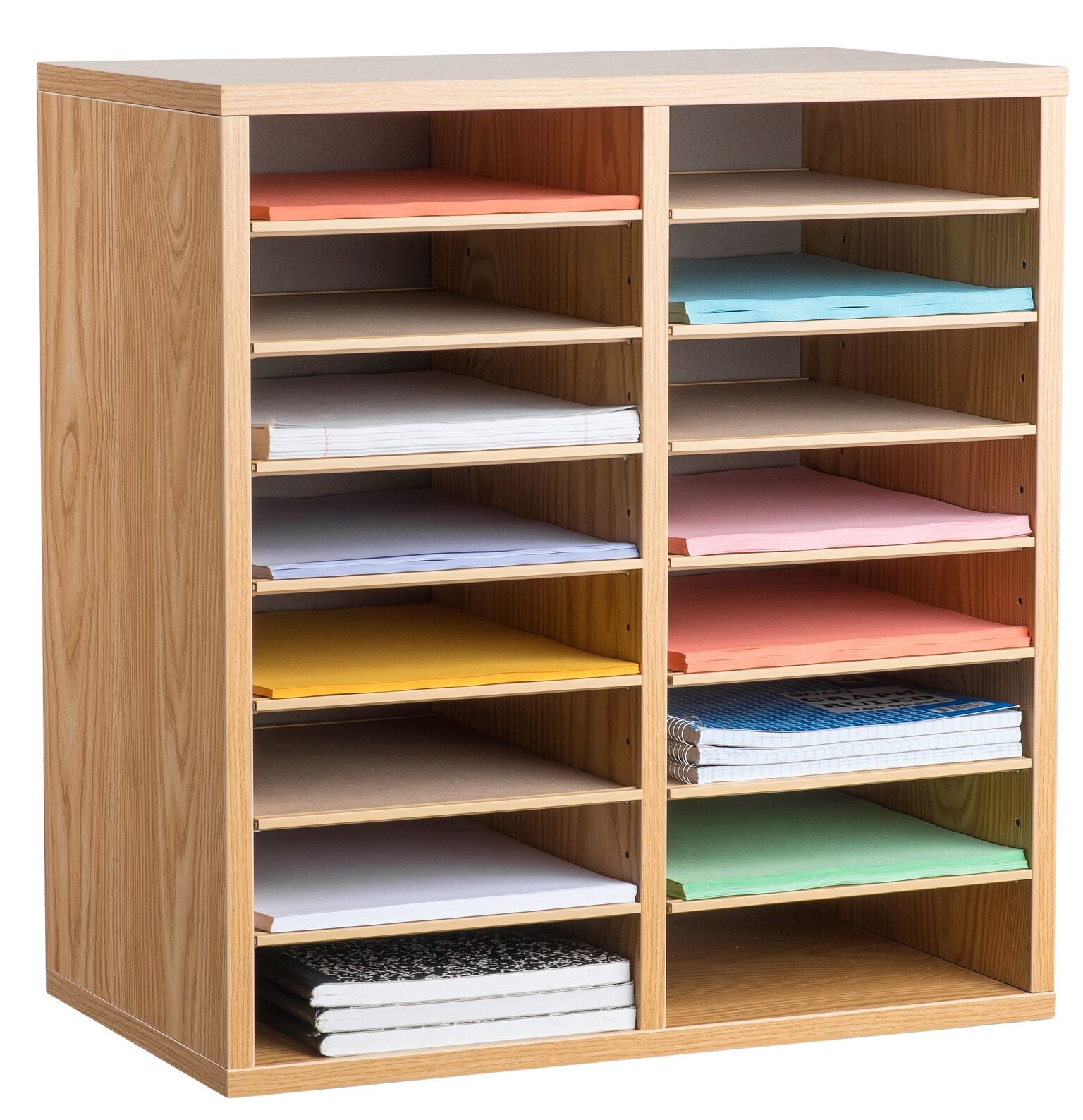AdirOffice Wood 11 Compartment Vertical Paper Desktop Sorter Organizer 