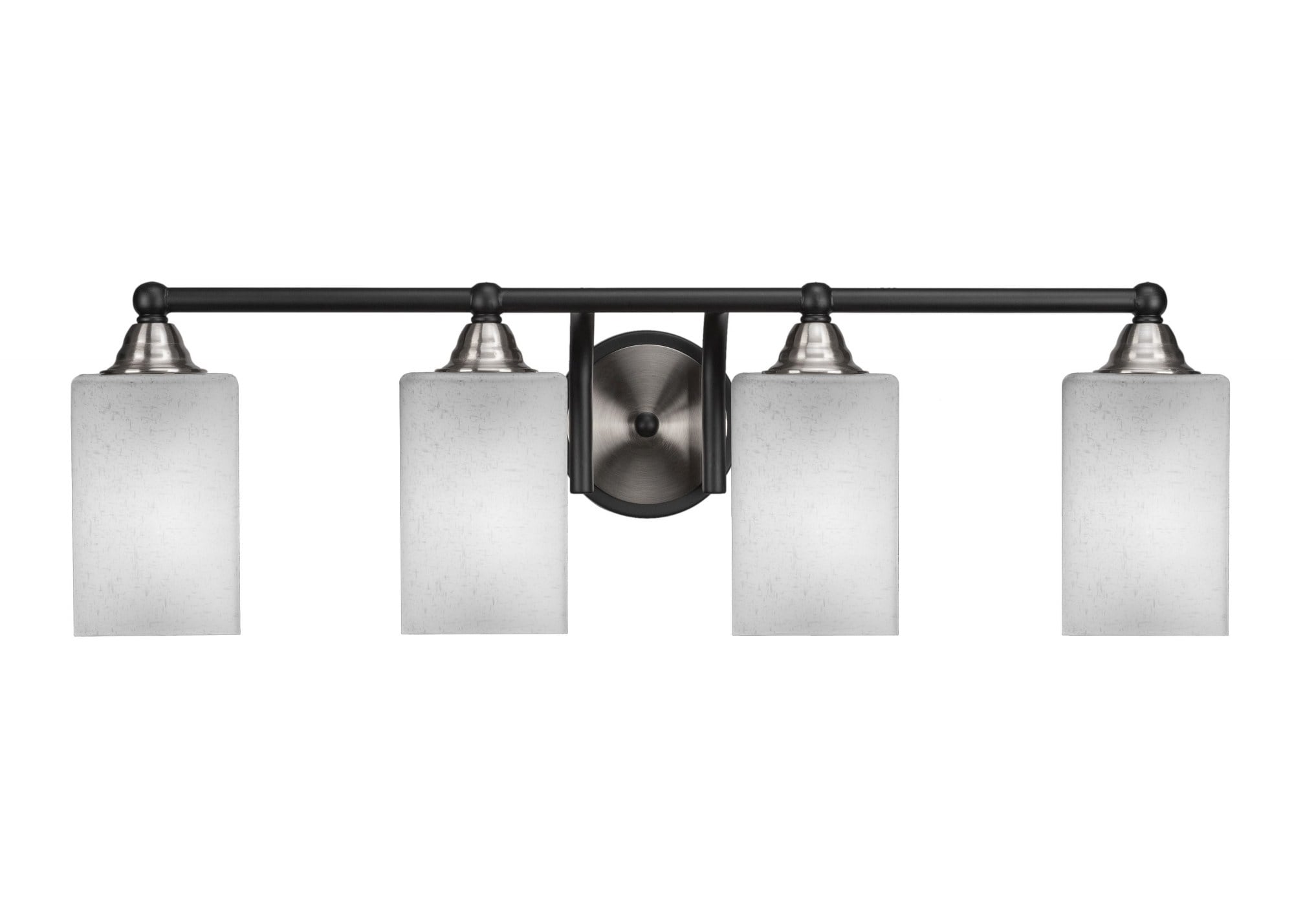 Toltec Paramount - 4 Light Bath Bar-8.5 Inches Tall and 29.25 Inches Length-Matte Black/Brushed Nickel Finish-Square White Musl