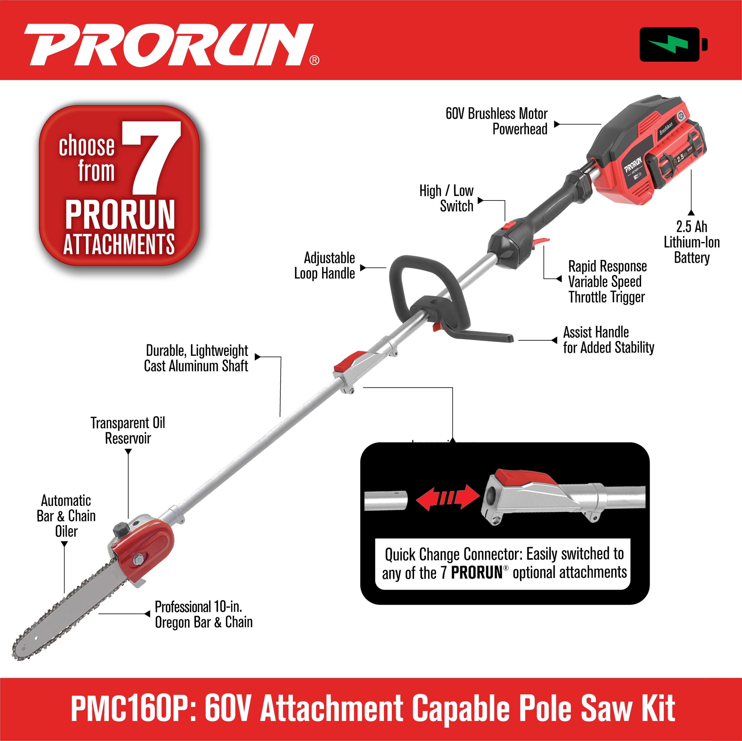 PRORUN PMC160P Cordless-Pole-Saw - View #3