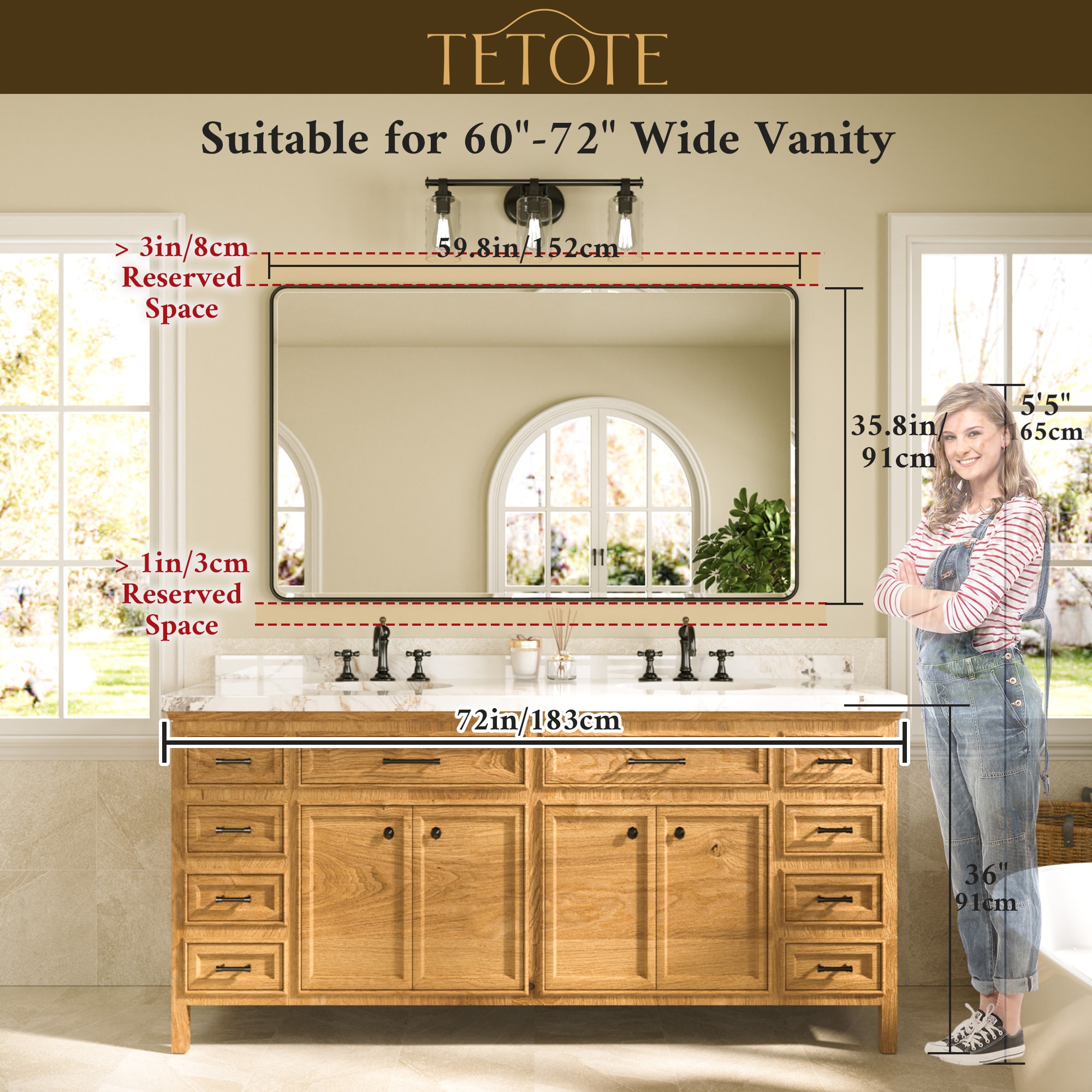 TETOTE LSC-TE-6036SG-B82 Framed-Bath-Mirrors - View #3