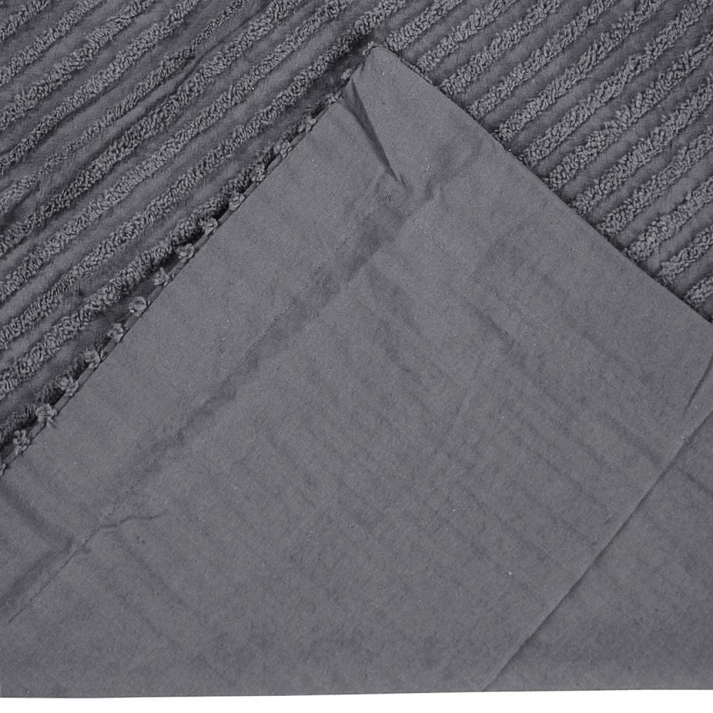 Gray Cotton Chenille Tufted Standard Sham with Bold Stripes