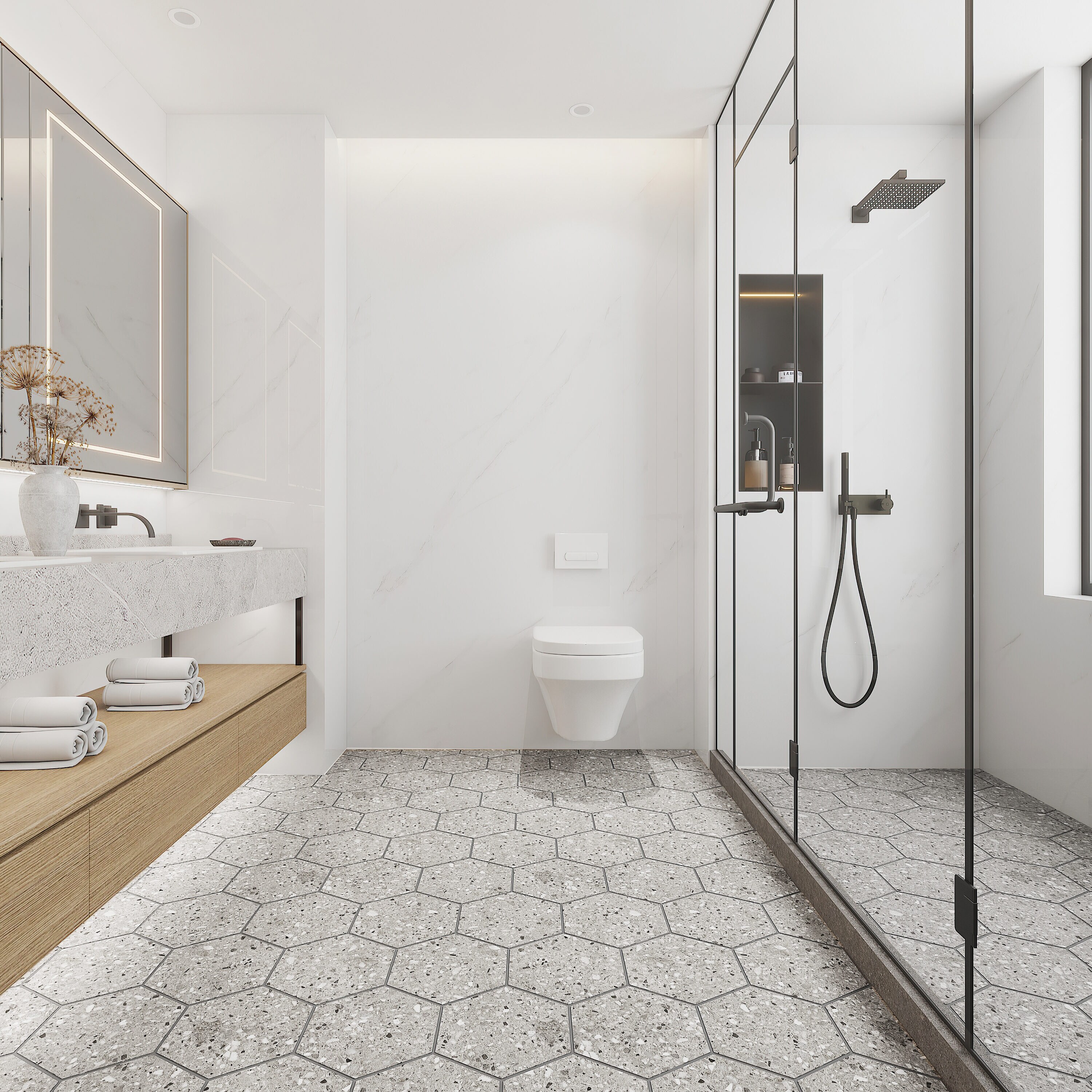 Giorbello (Sample) Silver 10-in x 10-in Matte Porcelain Stone Look Floor and Wall Tile