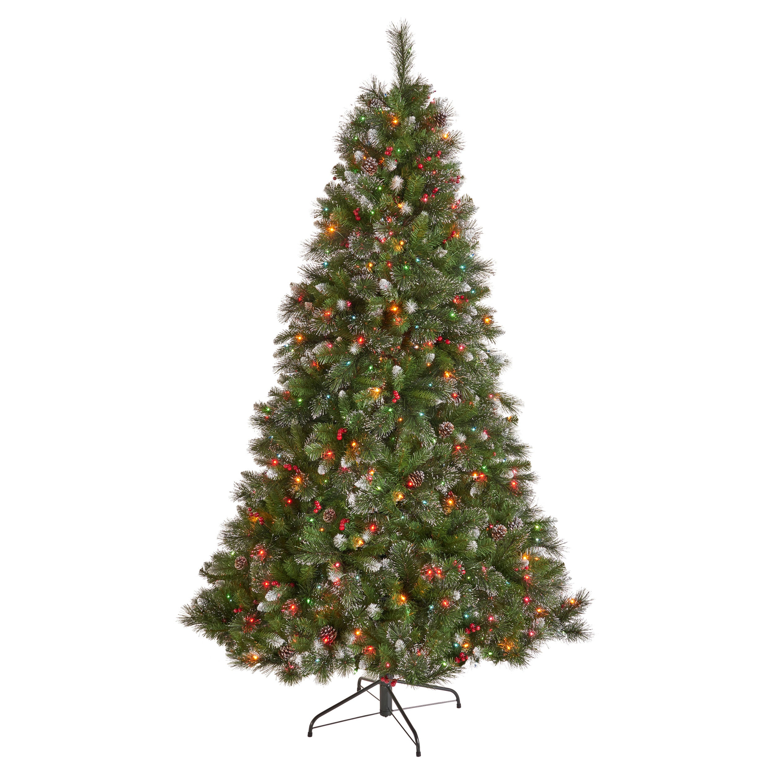 Best Selling Home Decor 307379 7-ft Spruce Pre-lit Flocked Artificial Christmas Tree with LED Lights