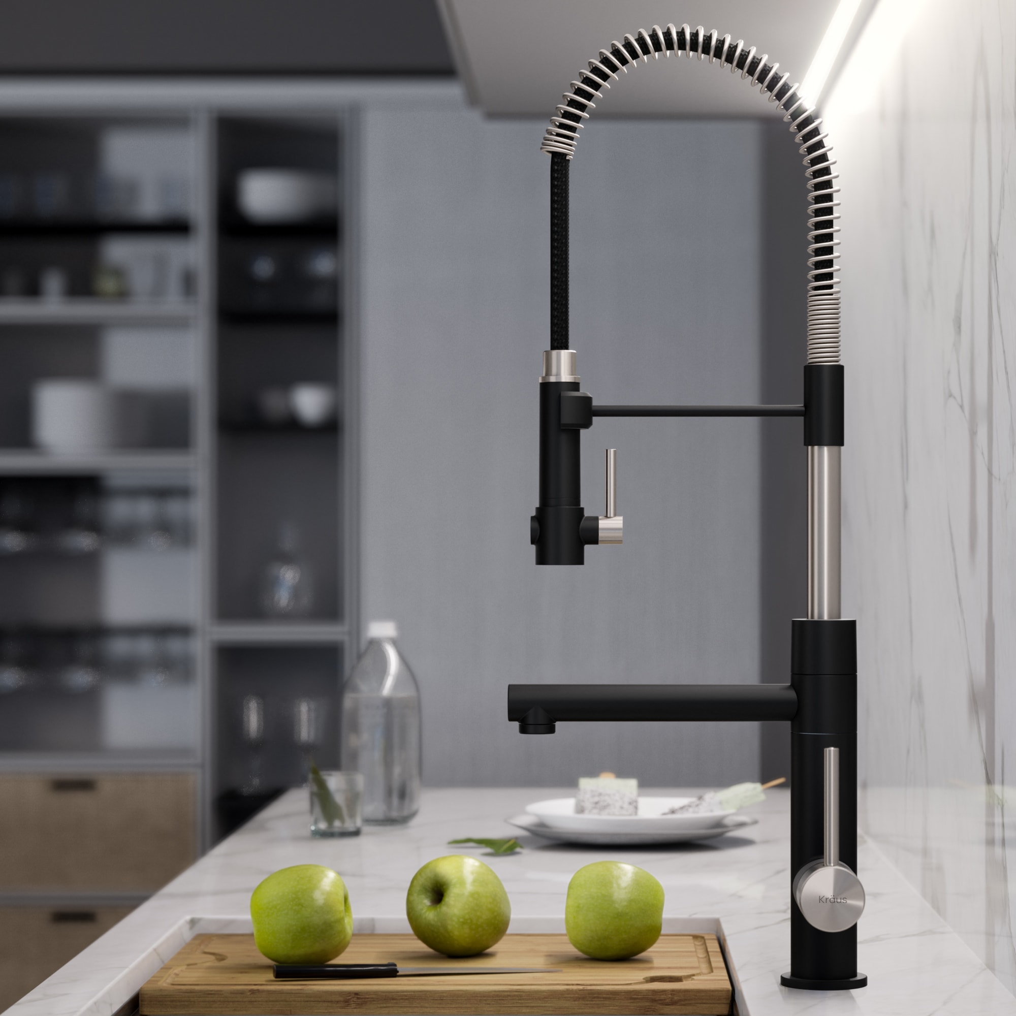 Kraus KPF-1603SFSMB Artec Pro Spot Free Stainless Steel/Matte Black Single Handle Deck-mount Pre-rinse Kitchen Faucet
