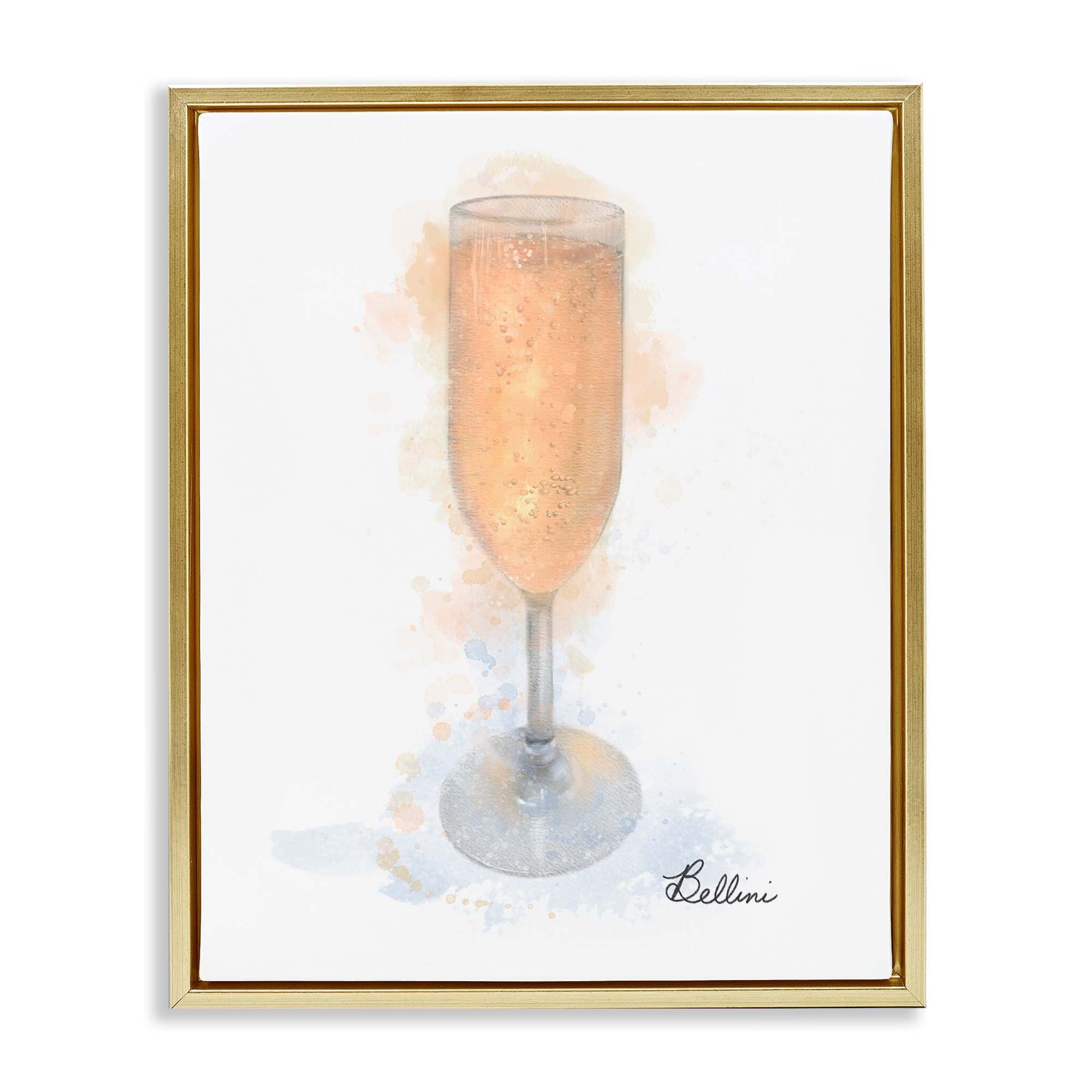 Stupell Industries BS-506-FFG-24X30 Gleaming Bellini Glass Gold Framed Floater Canvas Wall Art By Matthew Piotrowicz 25 x 31
