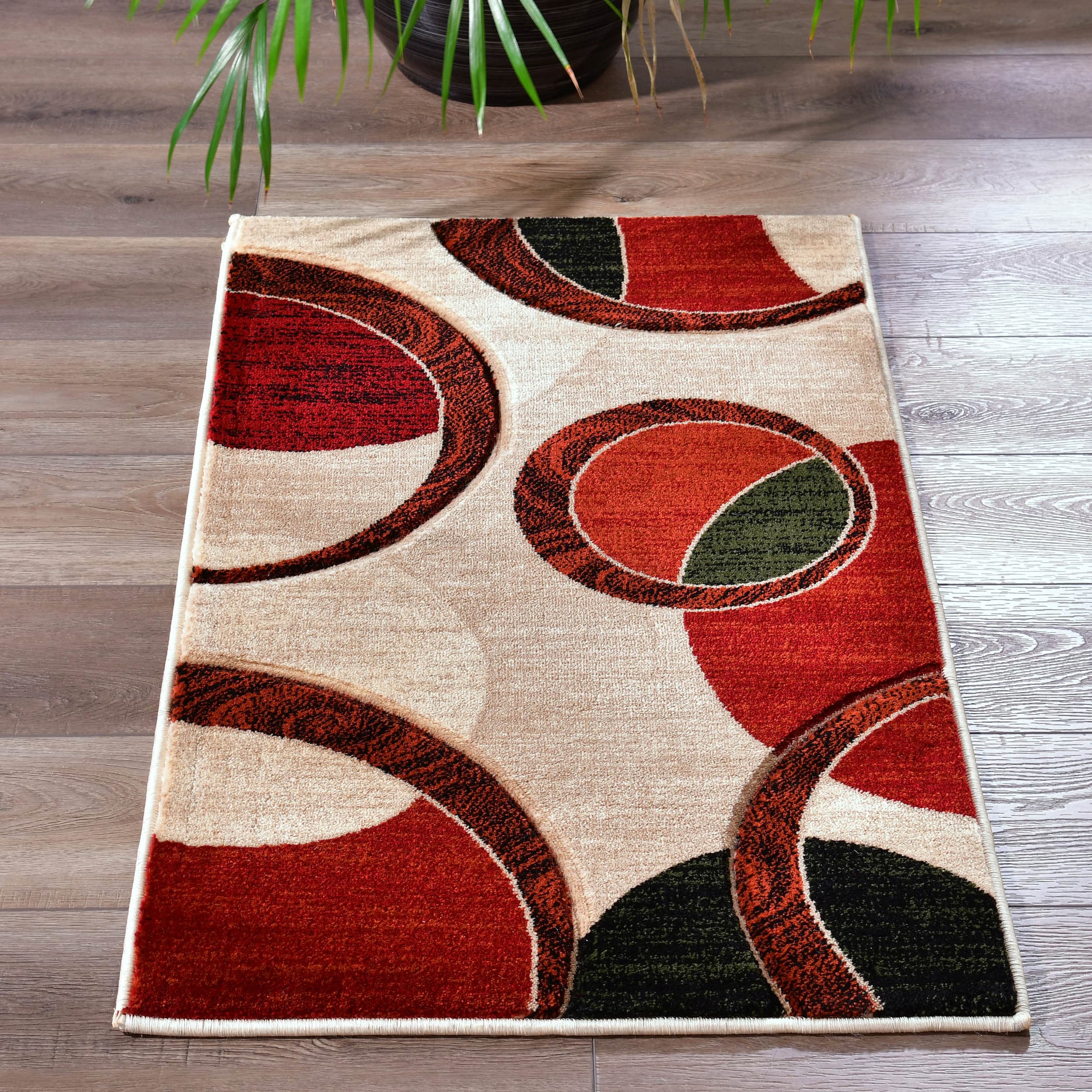 MDA Rugs OR5323 Orelsi 2 x 3 (ft) Polypropylene Cream/Red Rectangular Indoor Abstract Area rug
