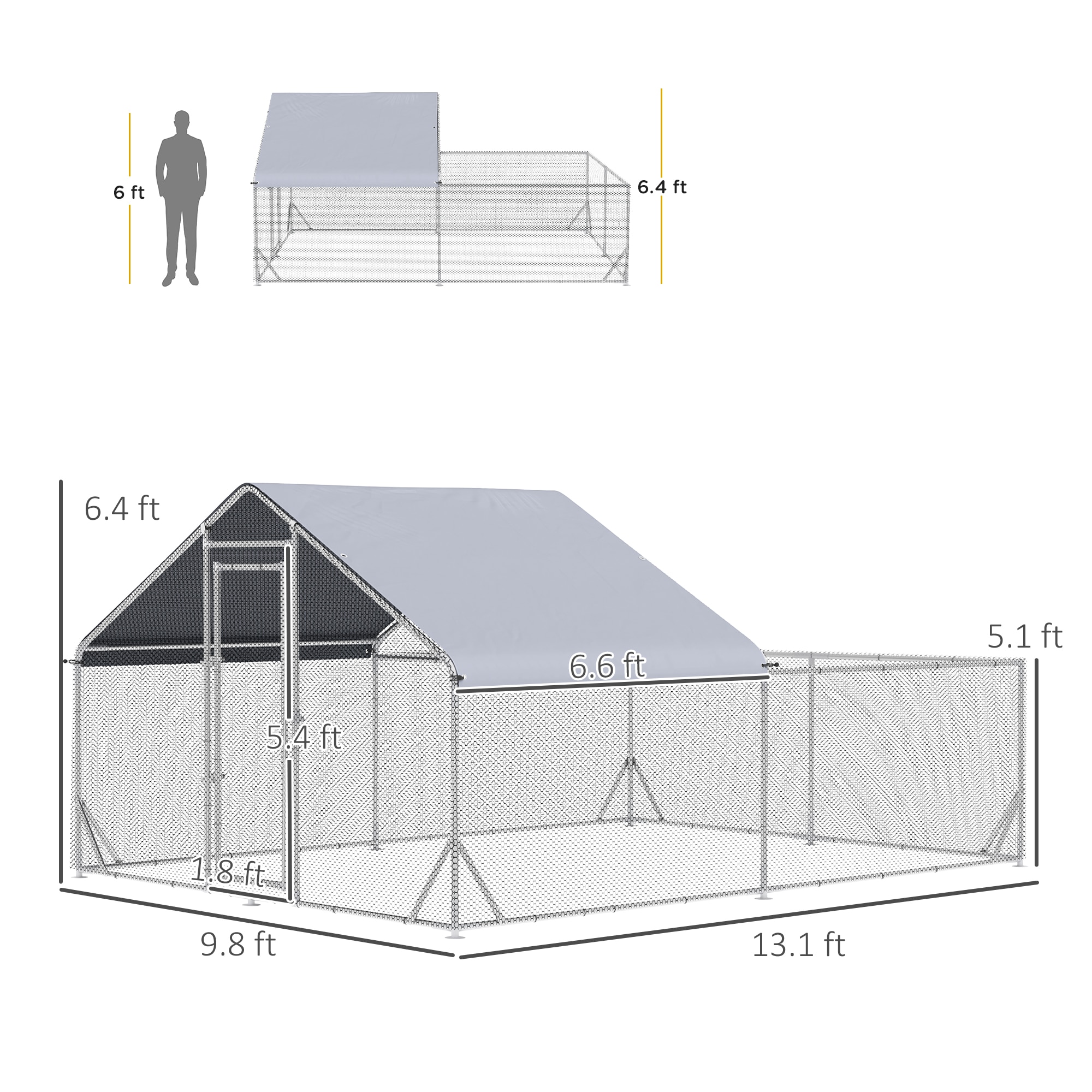 Kahomvis QCL-QPW8-027 Chicken-Coops-Rabbit-Hutches - View #3