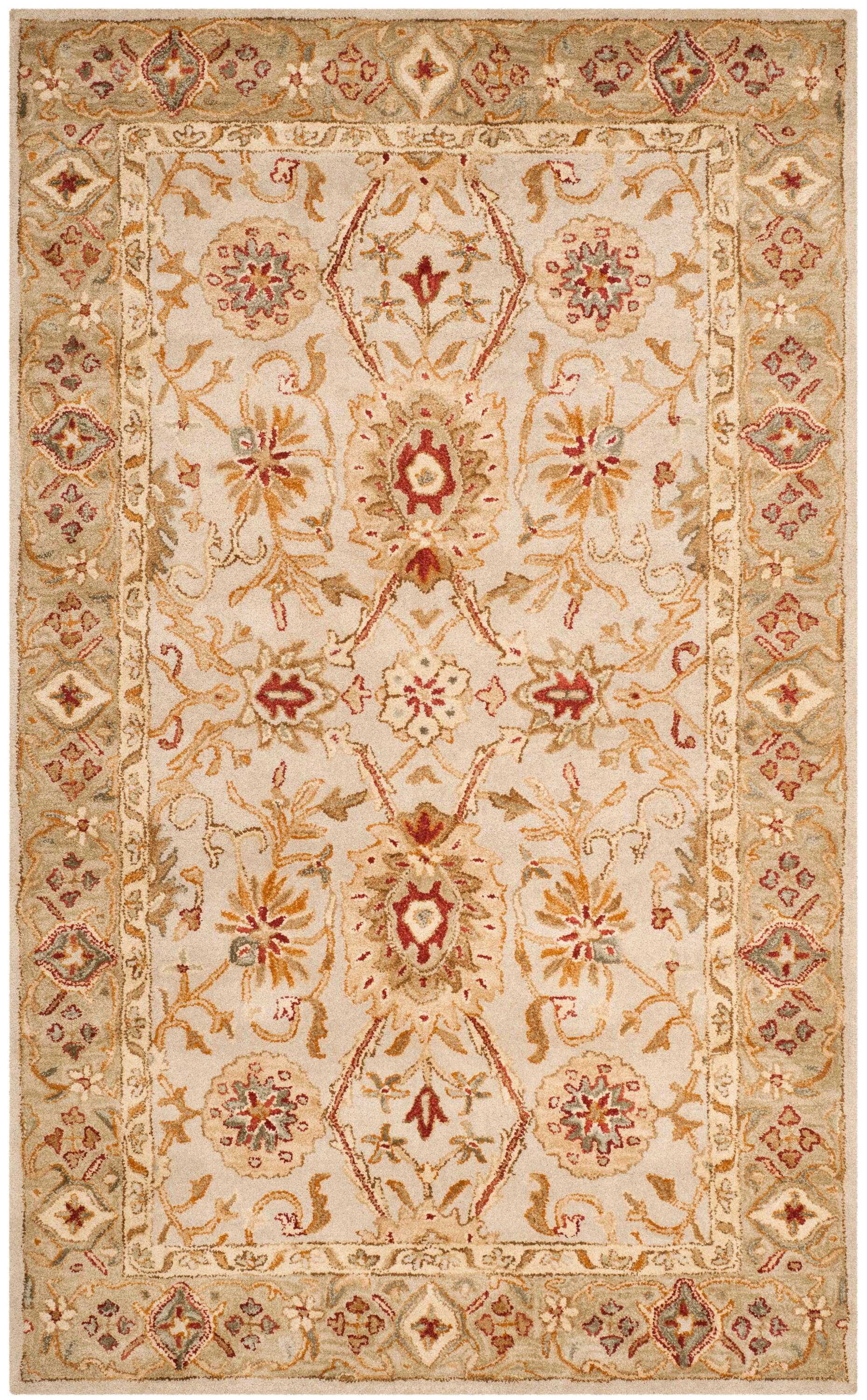 Handmade Gray Beige Wool 4' x 6' Persian Area Rug