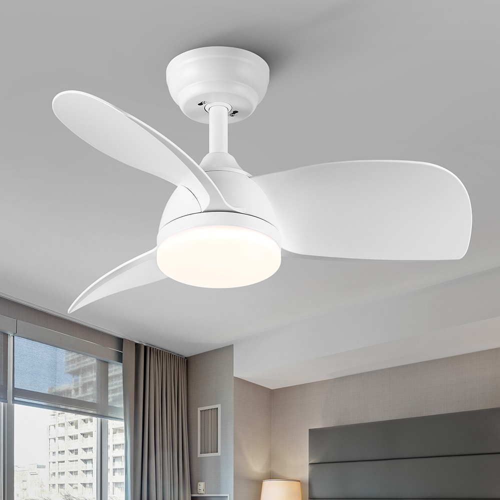 Sunrinx YUHAO 28-in White Indoor Propeller Ceiling Fan with Light 