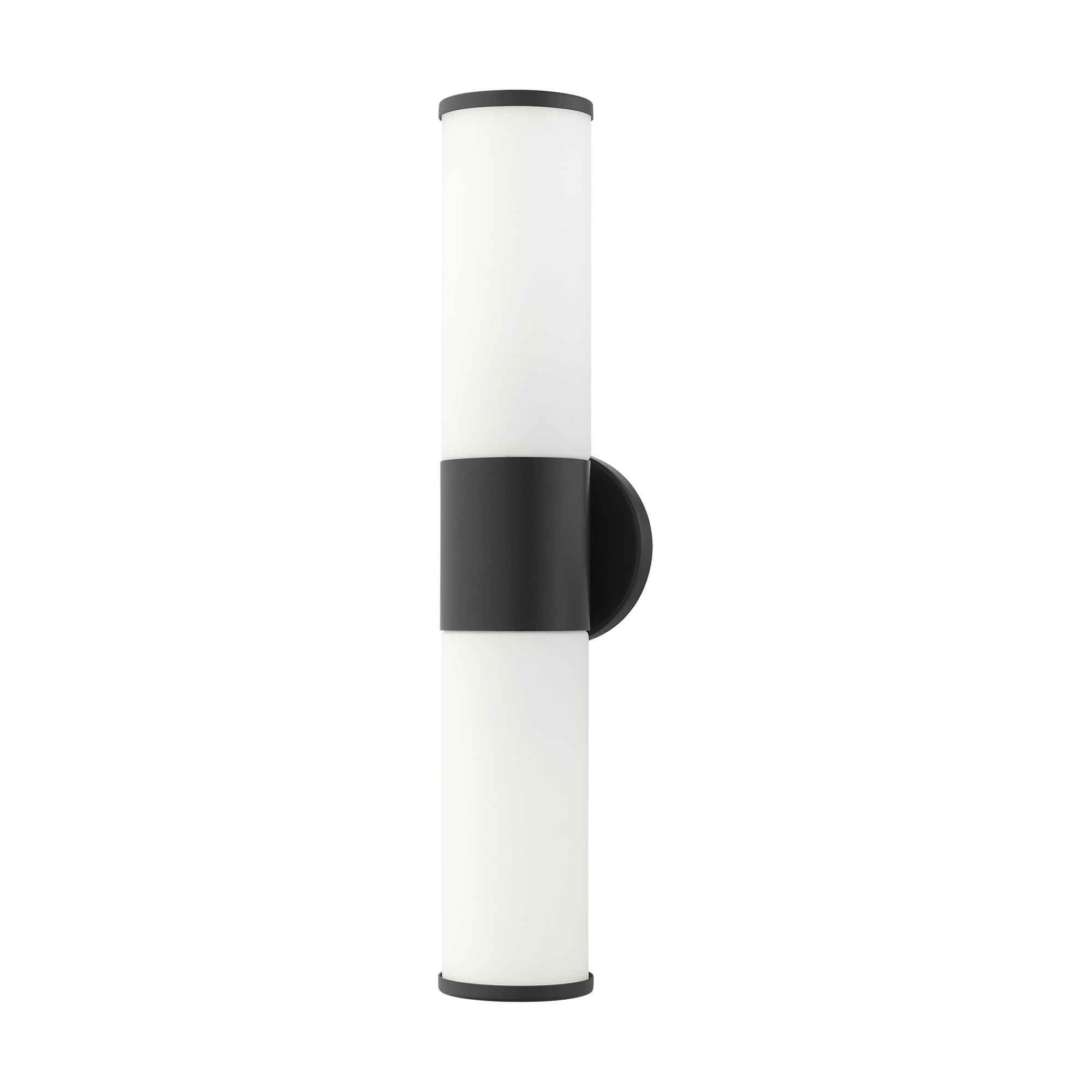 Sleek Urban Black Bronze 2-Light Outdoor Vanity with Satin Opal White Glass
