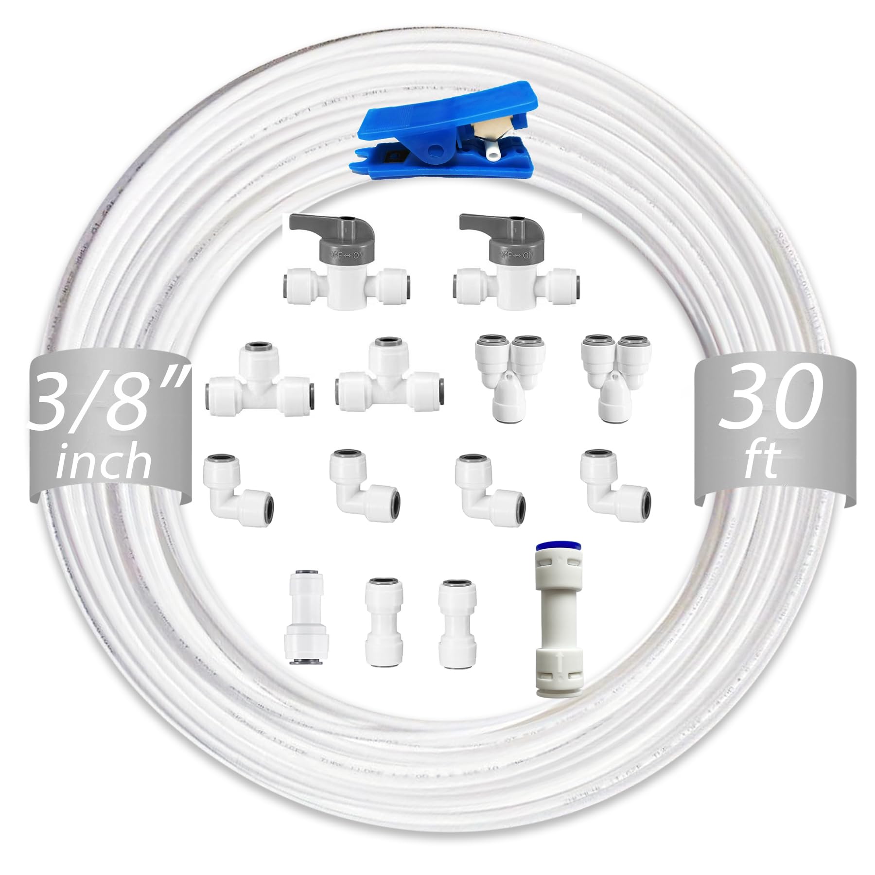 Anqtovp  3 8 Inch Water Line Tubing and Push to Connect Fittings Set Food Grade POM NSF Certified for Reverse Osmosis Water Filter 15 pcs