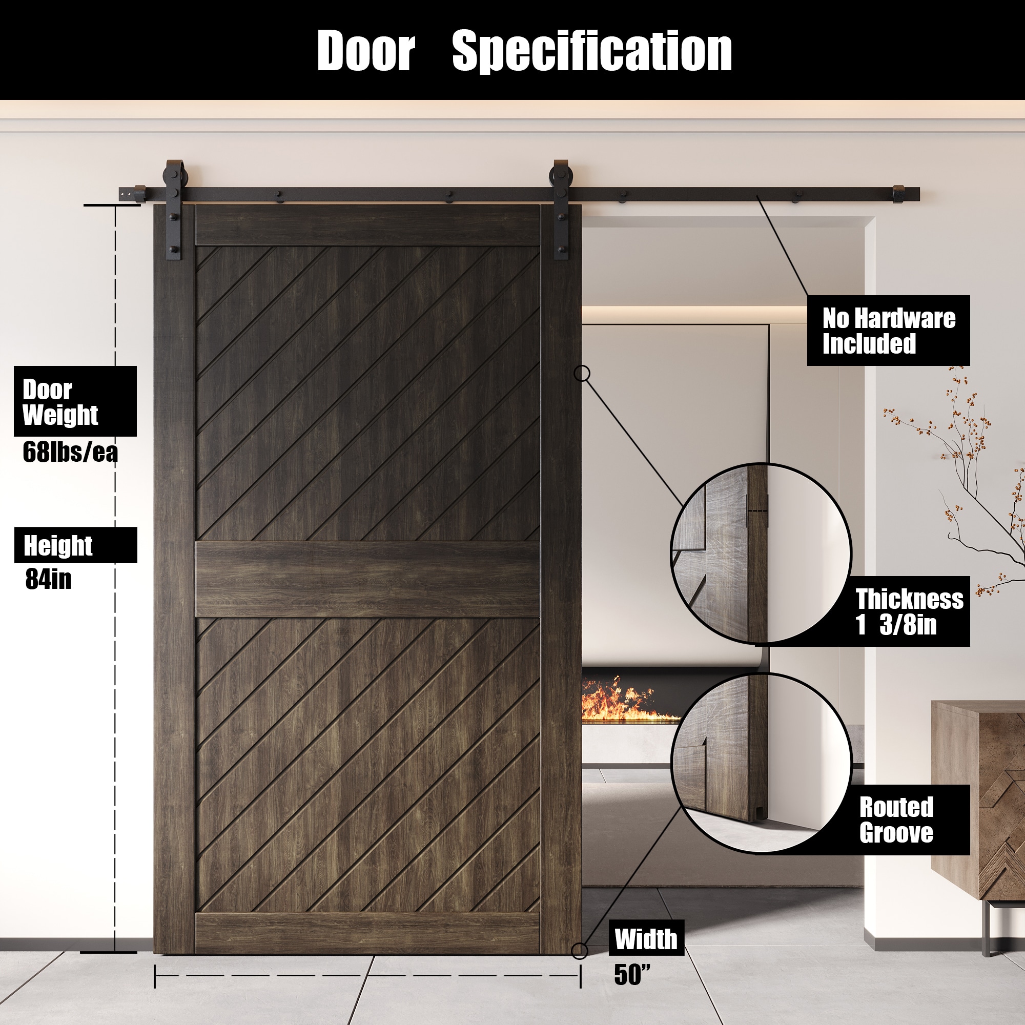 HOMACER XT1-5084-EB Barn-Doors - View #2