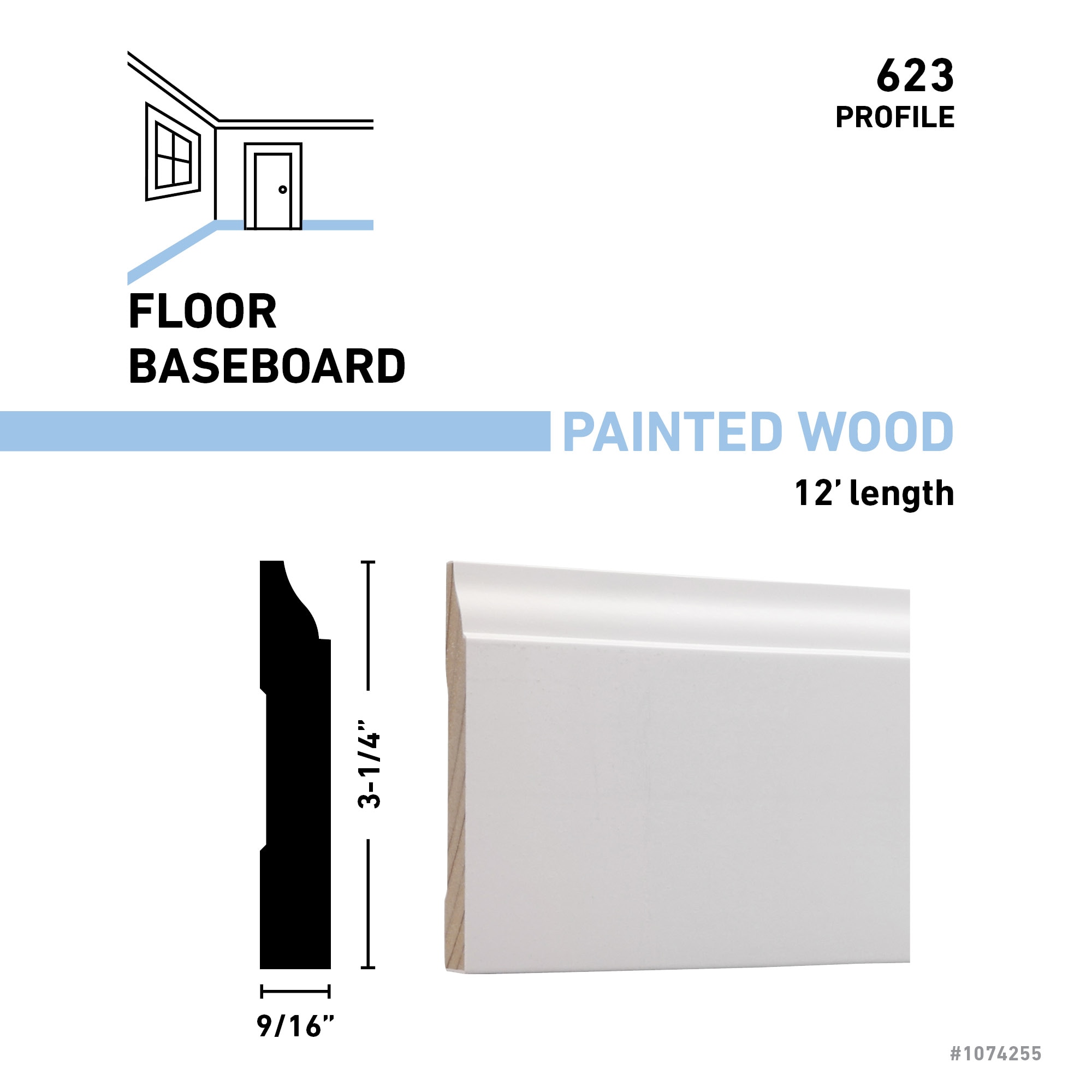allen + roth 623 12 FJPWH Baseboard-Moulding - View #3