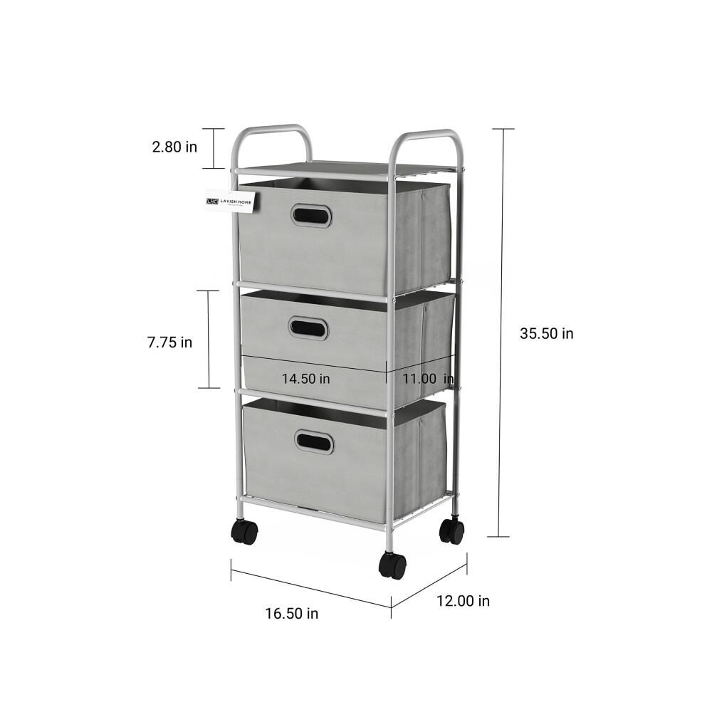 3-Drawer Rolling Cart - Smoke Colored Drawers - Storage Studios