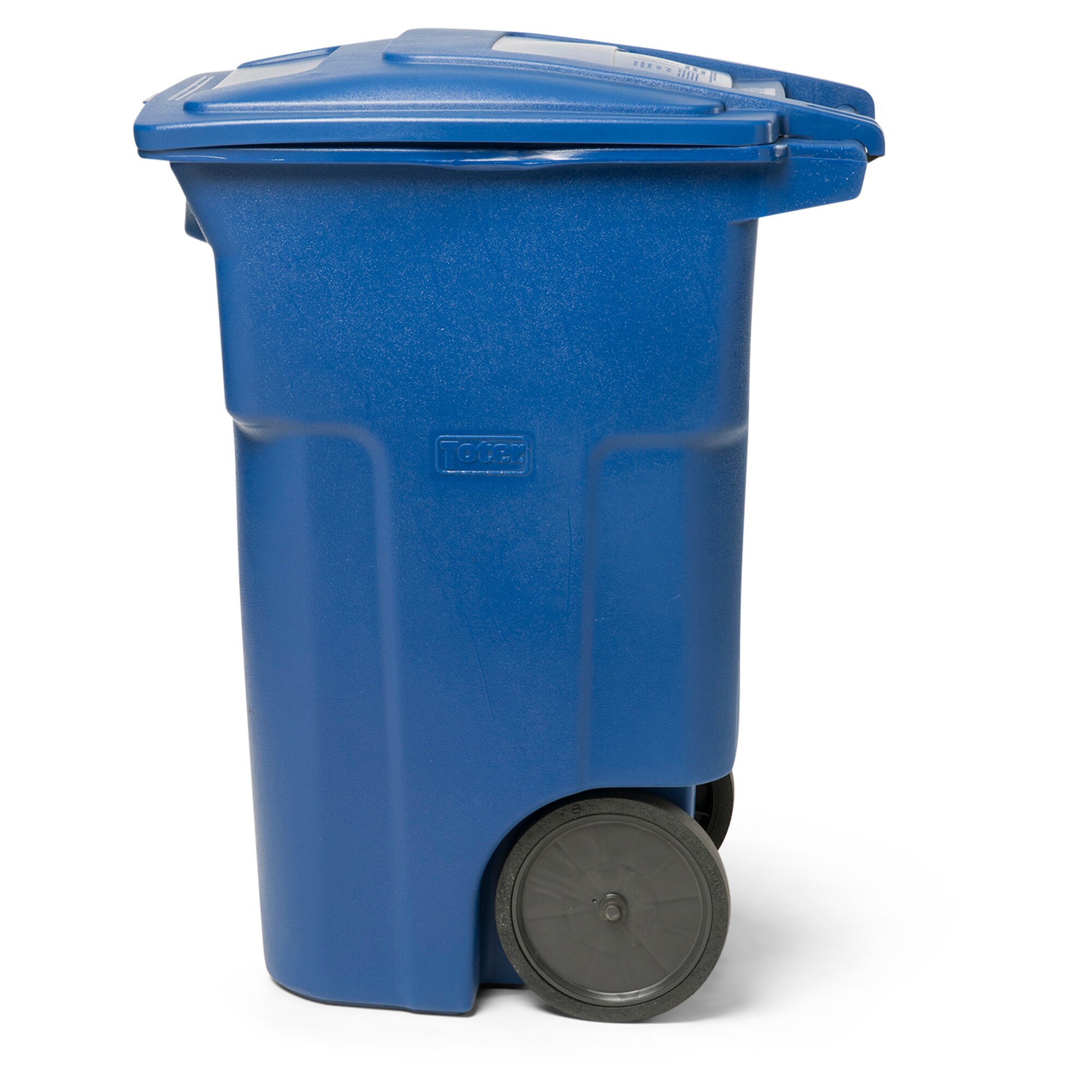 Toter 64-Gallons Blue/Recycle Resin Wheeled Outdoor Trash Can with Lid ...