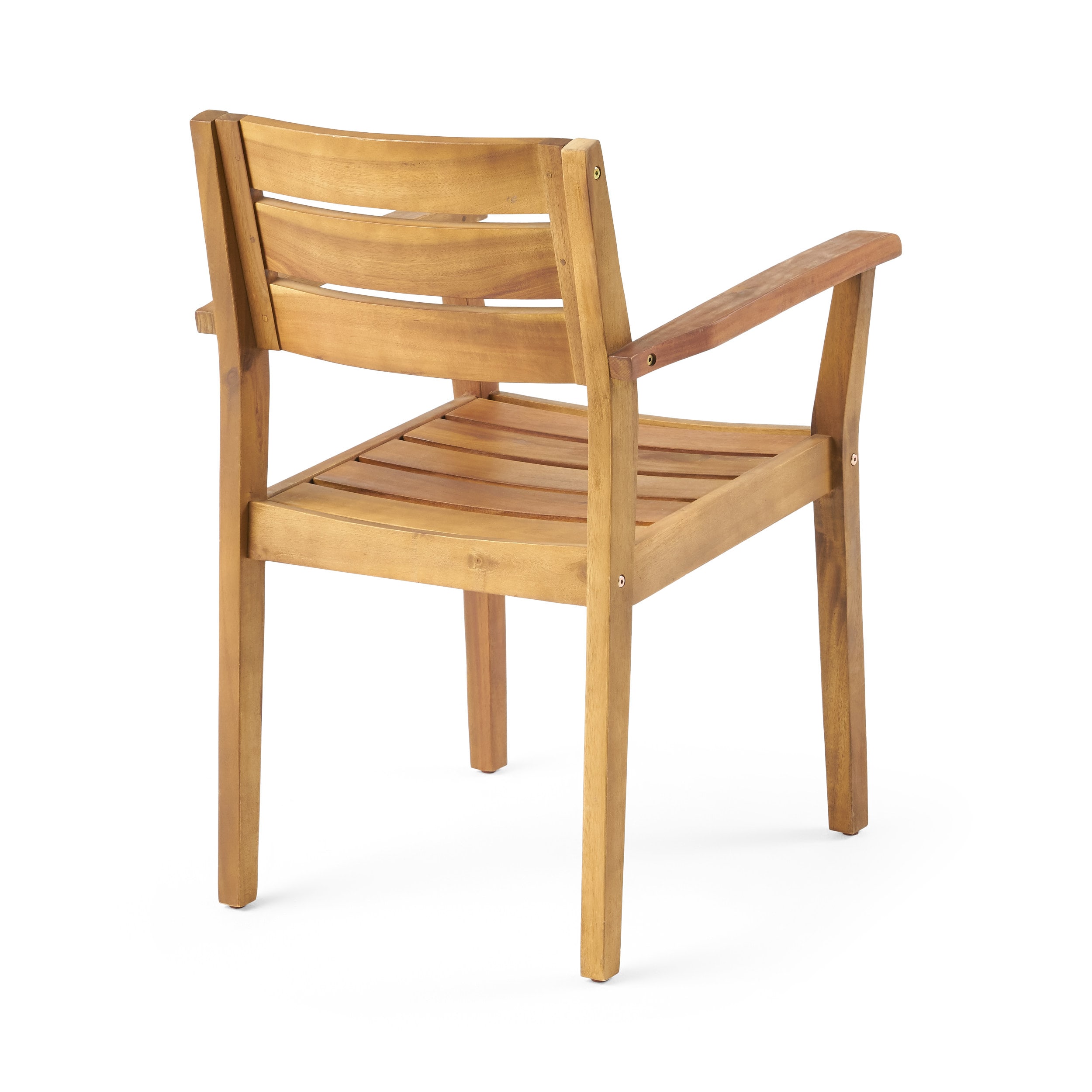 Teak Finish Acacia Wood Outdoor Dining Chairs, Set of 2