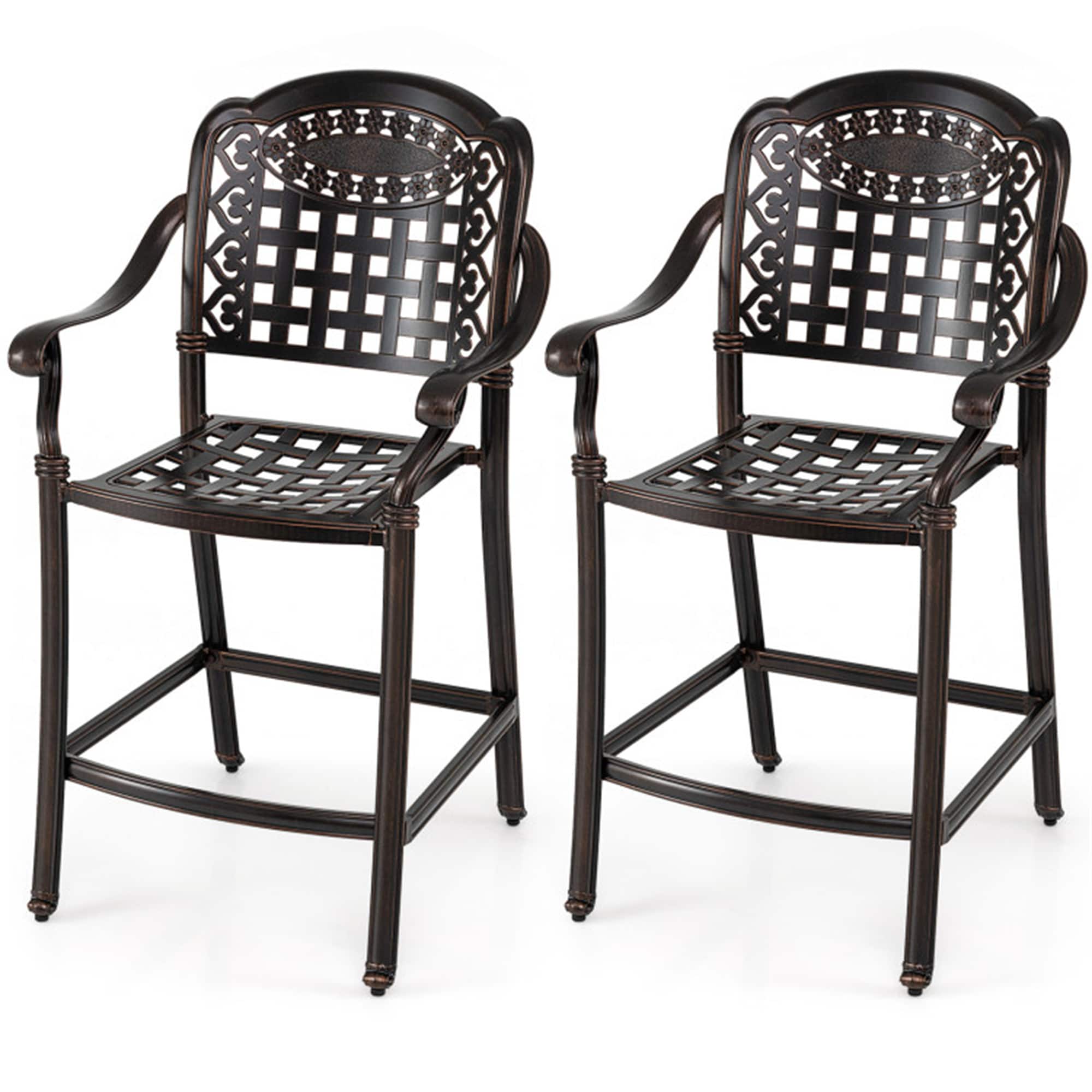 BABOOM - Counter Height Bar Chairs Set of 2 Copper Aluminum Frame Counter-height Chair with Slat ...
