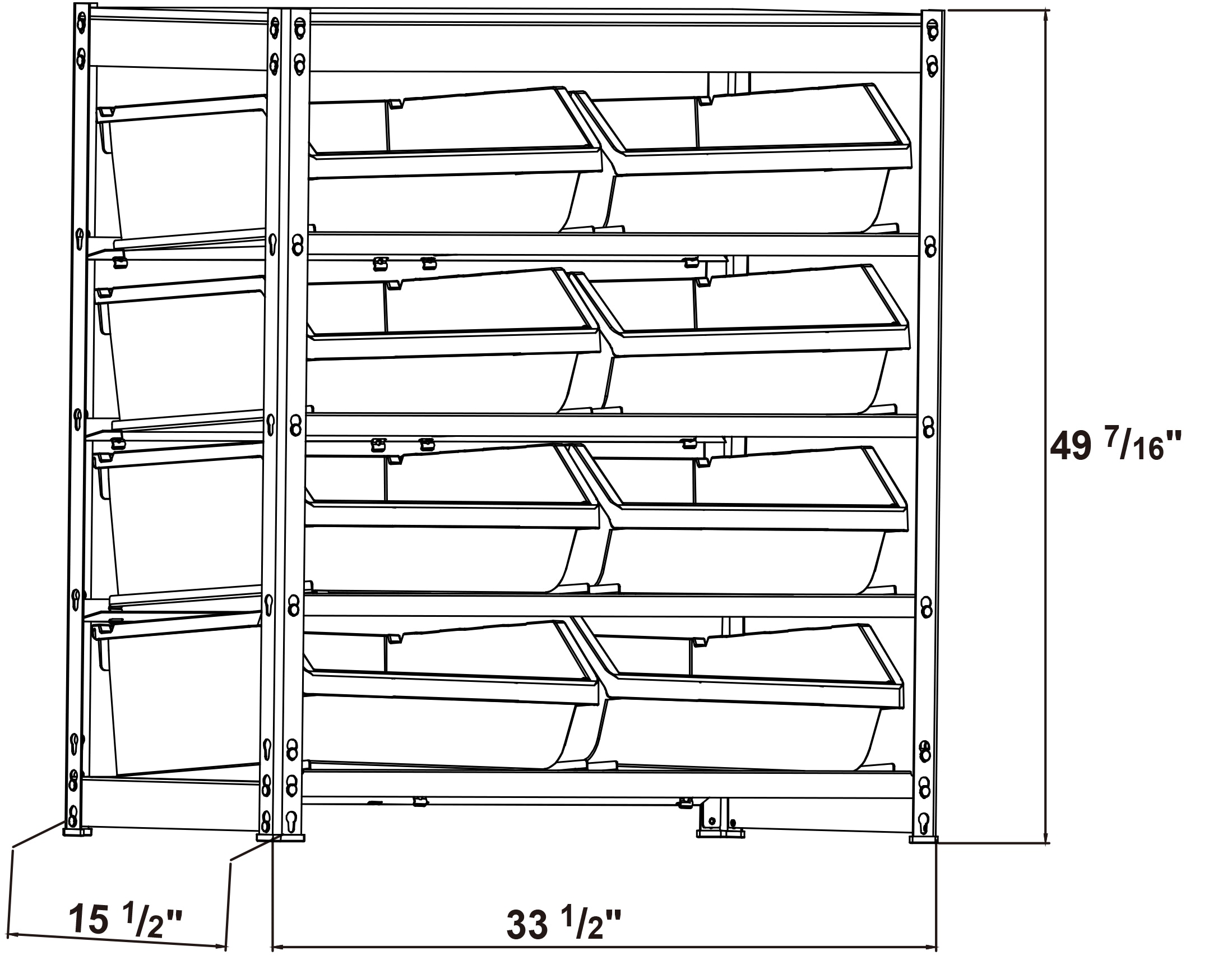King's Rack Gray 4-Tier Boltless Bin Storage Shelving System Garage Storage Rack (12 Plastic Bins in 4 Tier) GT0908