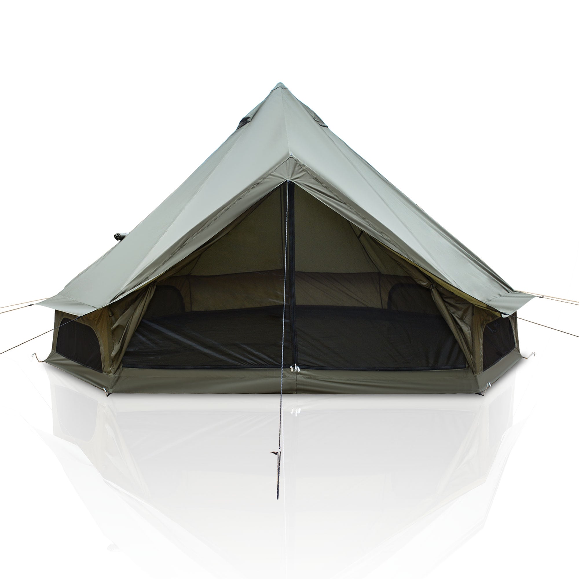 Mondawe 16.4ft Green Yurt Tent with Stove Jack and Roll-Up Walls - Fits 10 People