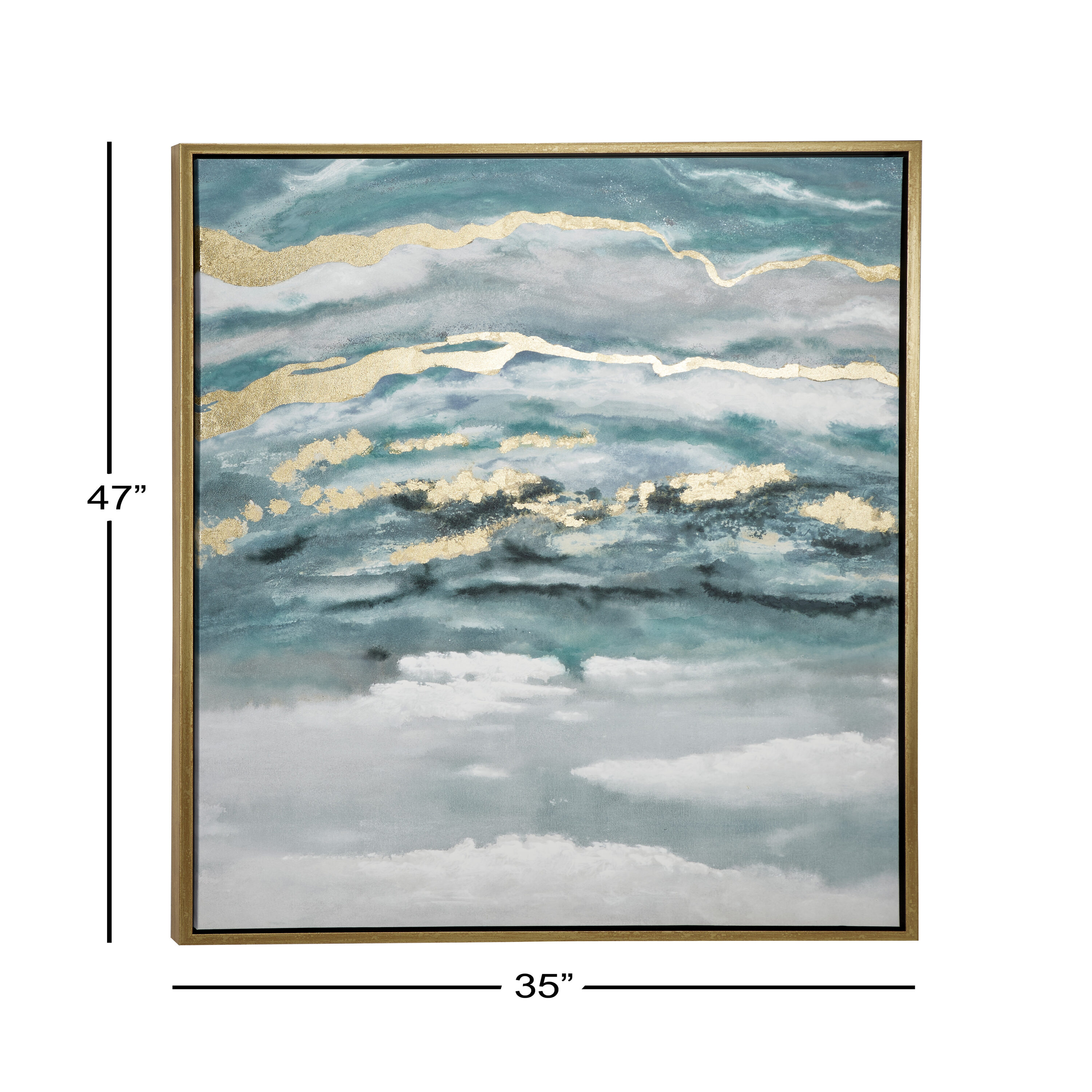 Blue and Gold Abstract Geode Canvas Wall Art