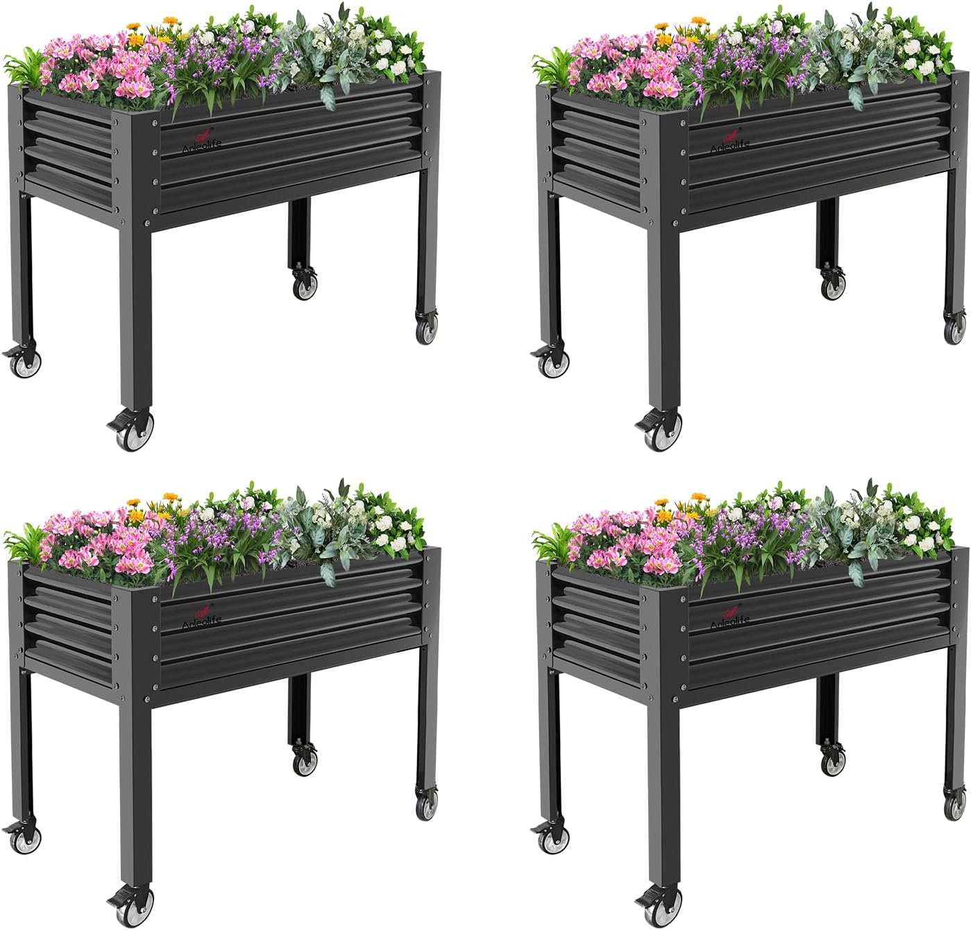 Zeus & Ruta BLGARDER-52 96-cu ft 24-in W x 48-in L x 35-in H Elevated Quartz Grey Galvanized Metal Raised Garden Bed