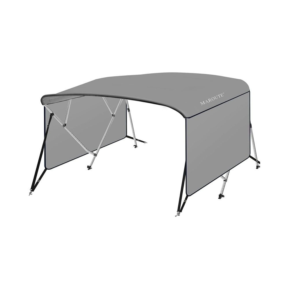 GAOMON 4 Bow Boat Bimini Top 8 Ft Lx54 In Hx79-84 In W Marine Grade 600D Canvas with Sidewalls 1in Aluminum Frame Rear Support Poles Straps and Storage Boot
