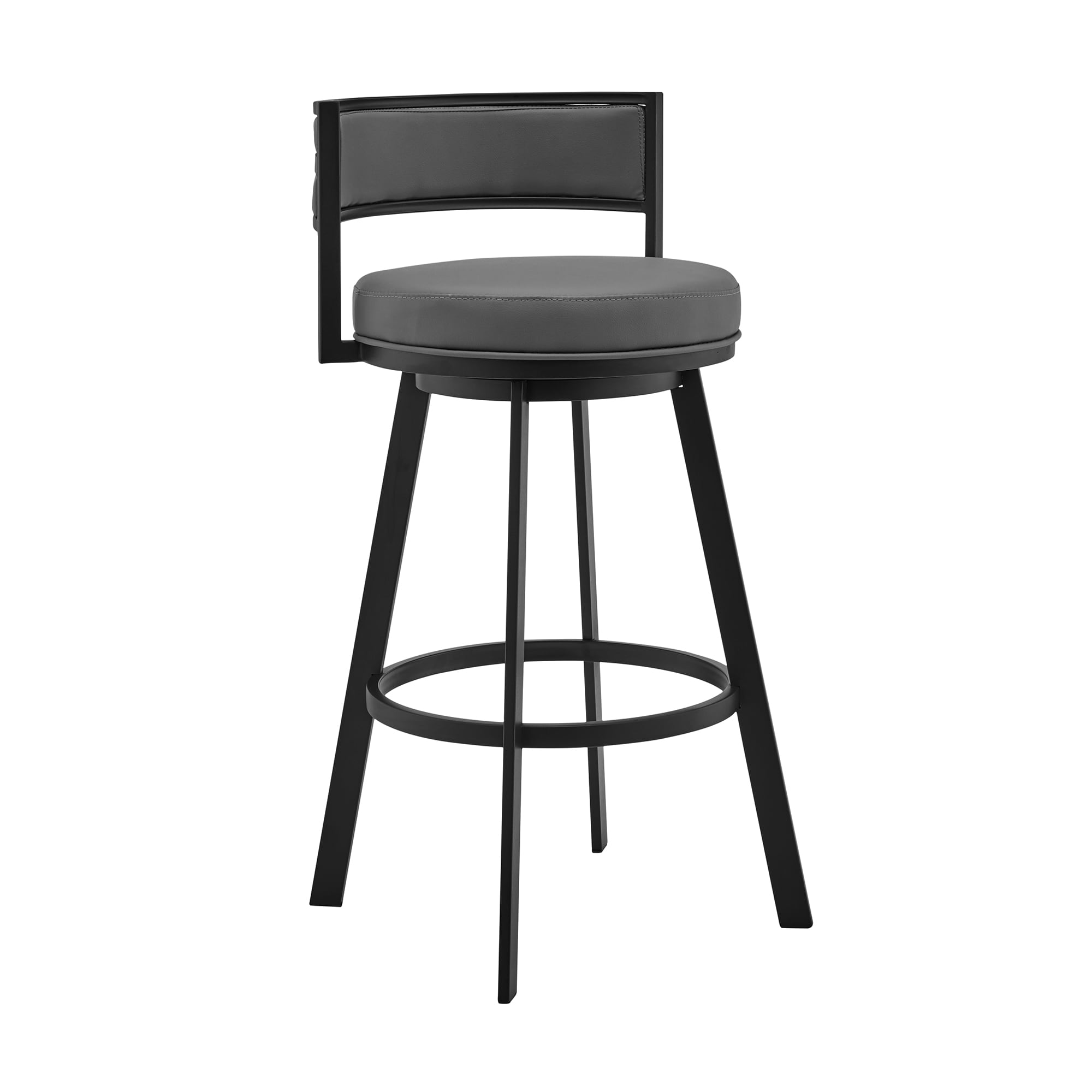 Armen Living LCRMBABLGR26 Black 26.0-in H Counter height Round seat Upholstered Swivel Metal Bar Stool and Back