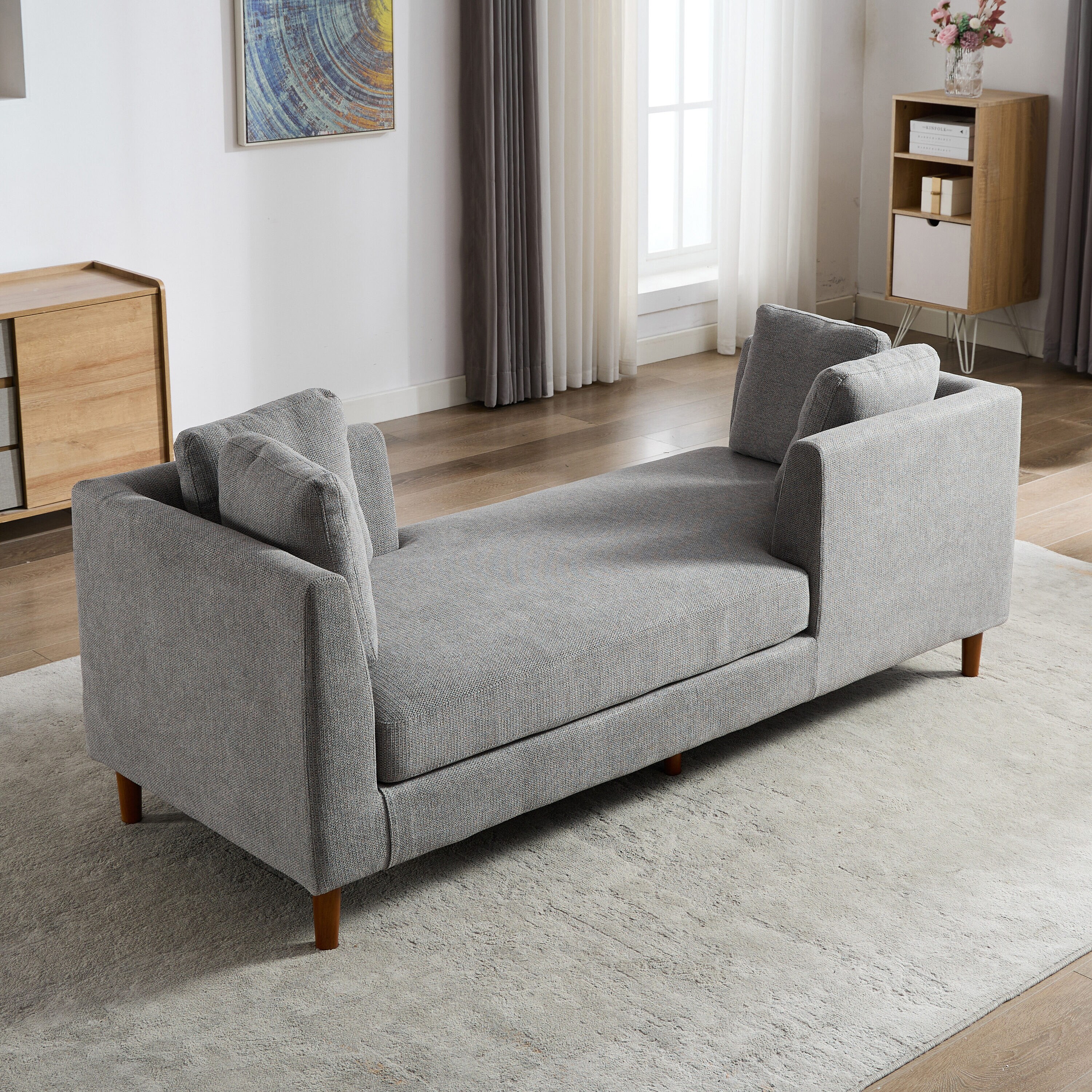 Hrinhom HC-W6105-GRAY 78-in Casual GRAY Chenille 2 -seater Sofa