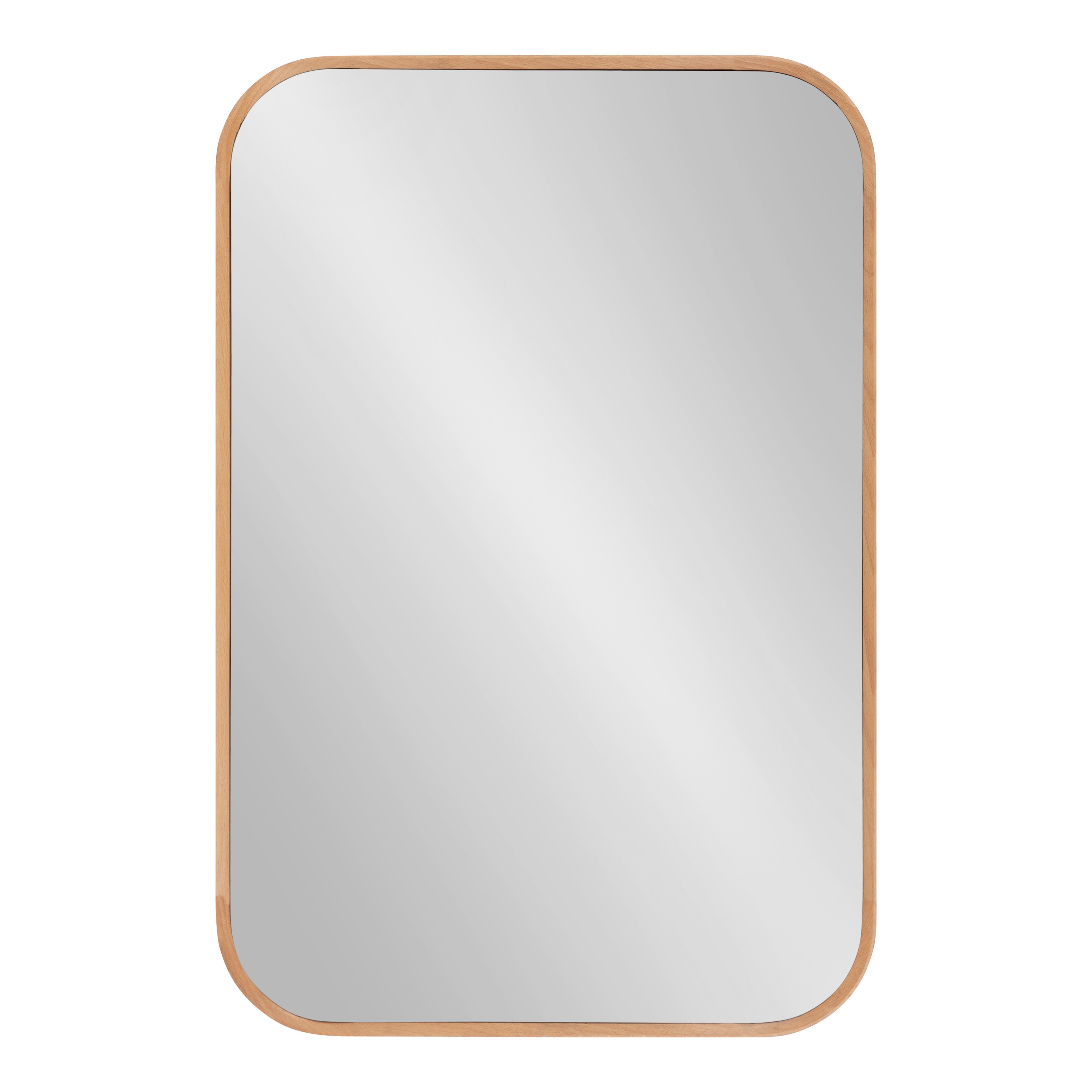 Scandinavian Inspired Natural Wood Rounded Rectangular Wall Mirror