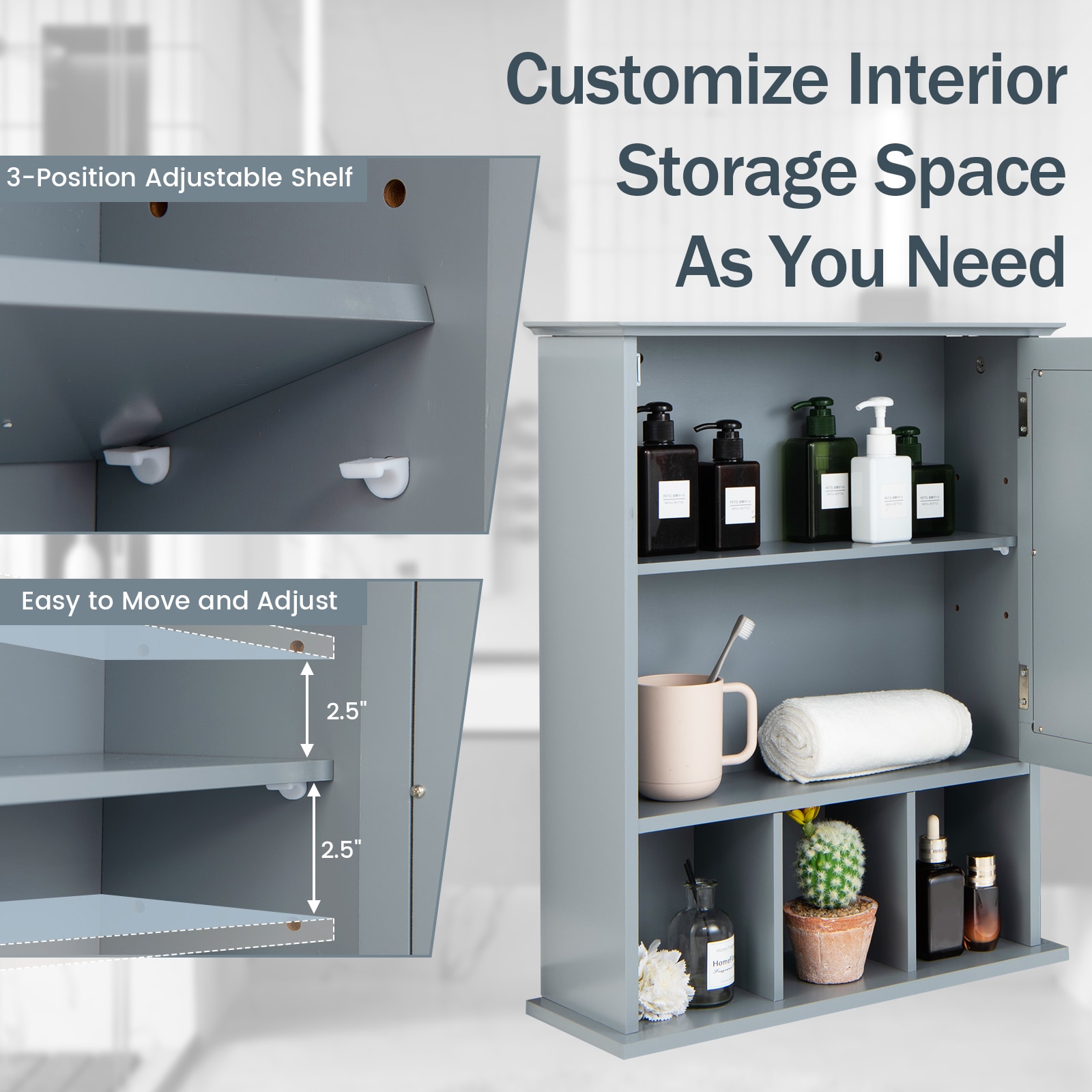 Medicine Cabinets with Customized Adjustable Shelves